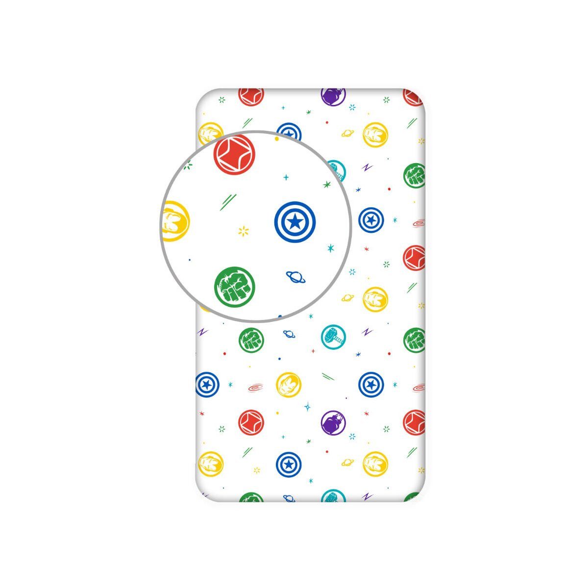 The AVENGERS Spannbettlaken Avengers Symbols Spannbetttuch 90x200cm, 100% Baumwolle, (1 Stück)