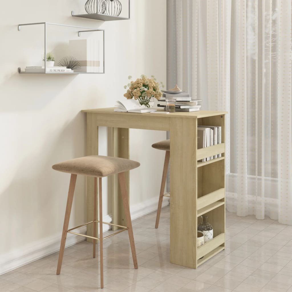 furnicato Stehtisch Moderner Sonoma-Eiche 102 x 50 x 103,5 cm (1-St), Stabiler Bistrotisch mit drei Ablagen für Küche oder Essbereich