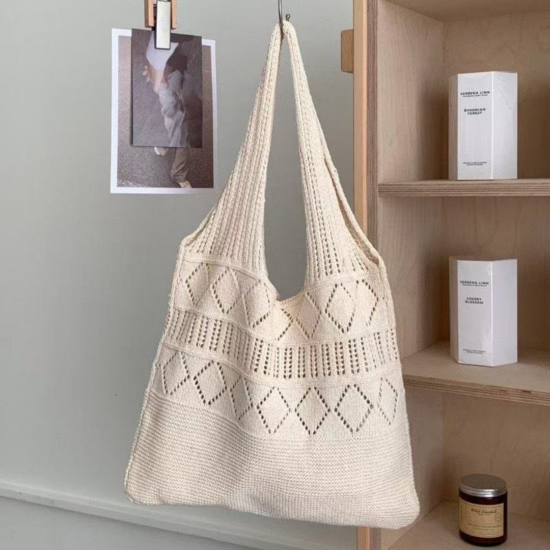 Diwzbyn Schultertasche Häkeltaschen,Sommer Strand Mesh Tragetasche Damen Boho Umhängetasche (Einkaufstasche Lässige Reisetaschen Tasche faltbar Hobo Taschen), f – Bild 5 von 5