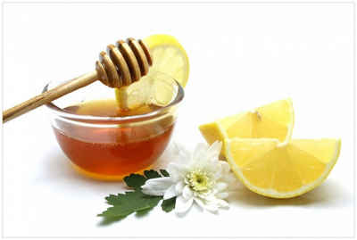 Wallario Glasbild, Honig mit Honglöffel und Zitronen, in verschiedenen Ausführungen