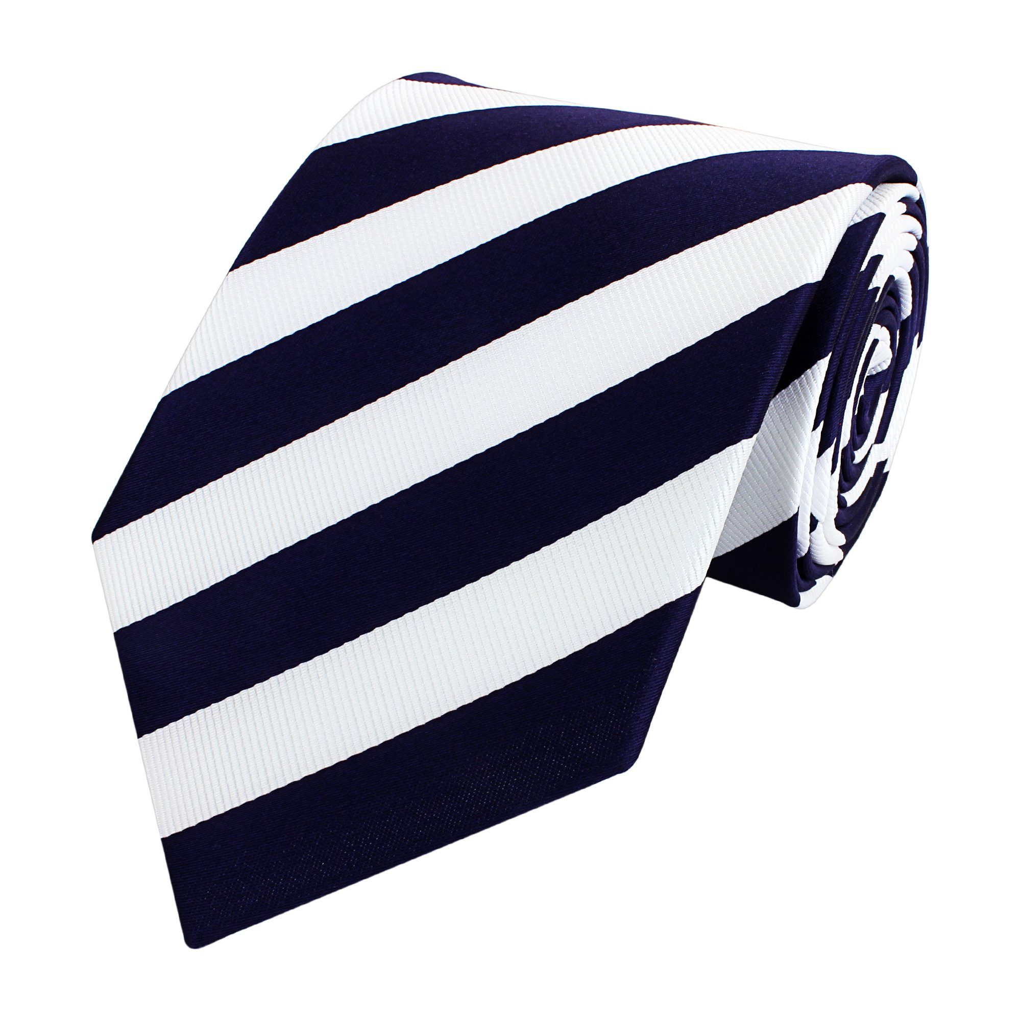 Fabio Farini Krawatte gestreifte Herren Krawatte - Tie mit Streifen in 6cm oder 8cm Breite (ohne Box, Gestreift) Breit (8cm), Weiß/Dunkelviolett