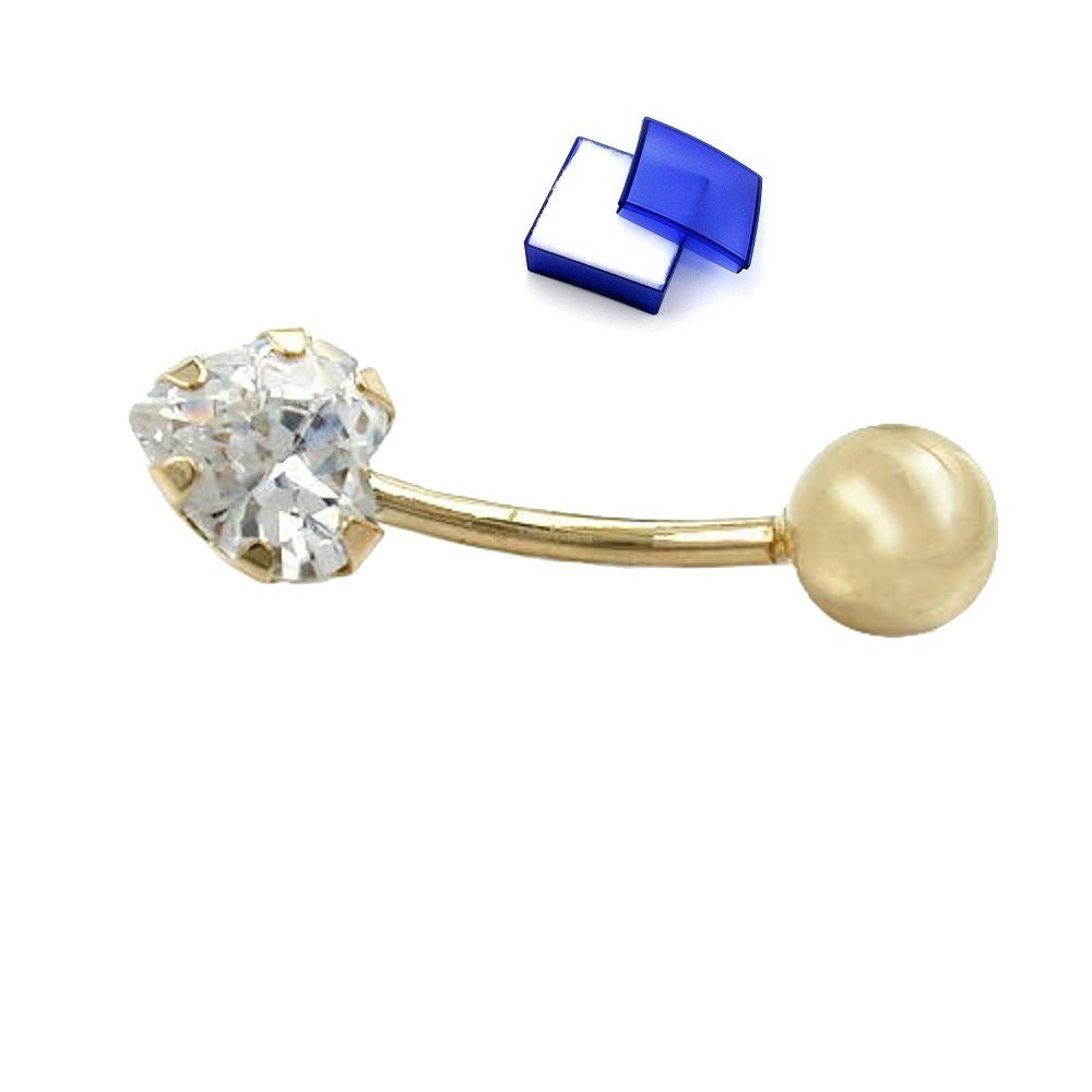 unbespielt Bauchnabelpiercing Piercing Bauchnabelpiercing mit Zirkonia Herz 585 Gold 20 x 6 mm, Goldschmuck für Damen