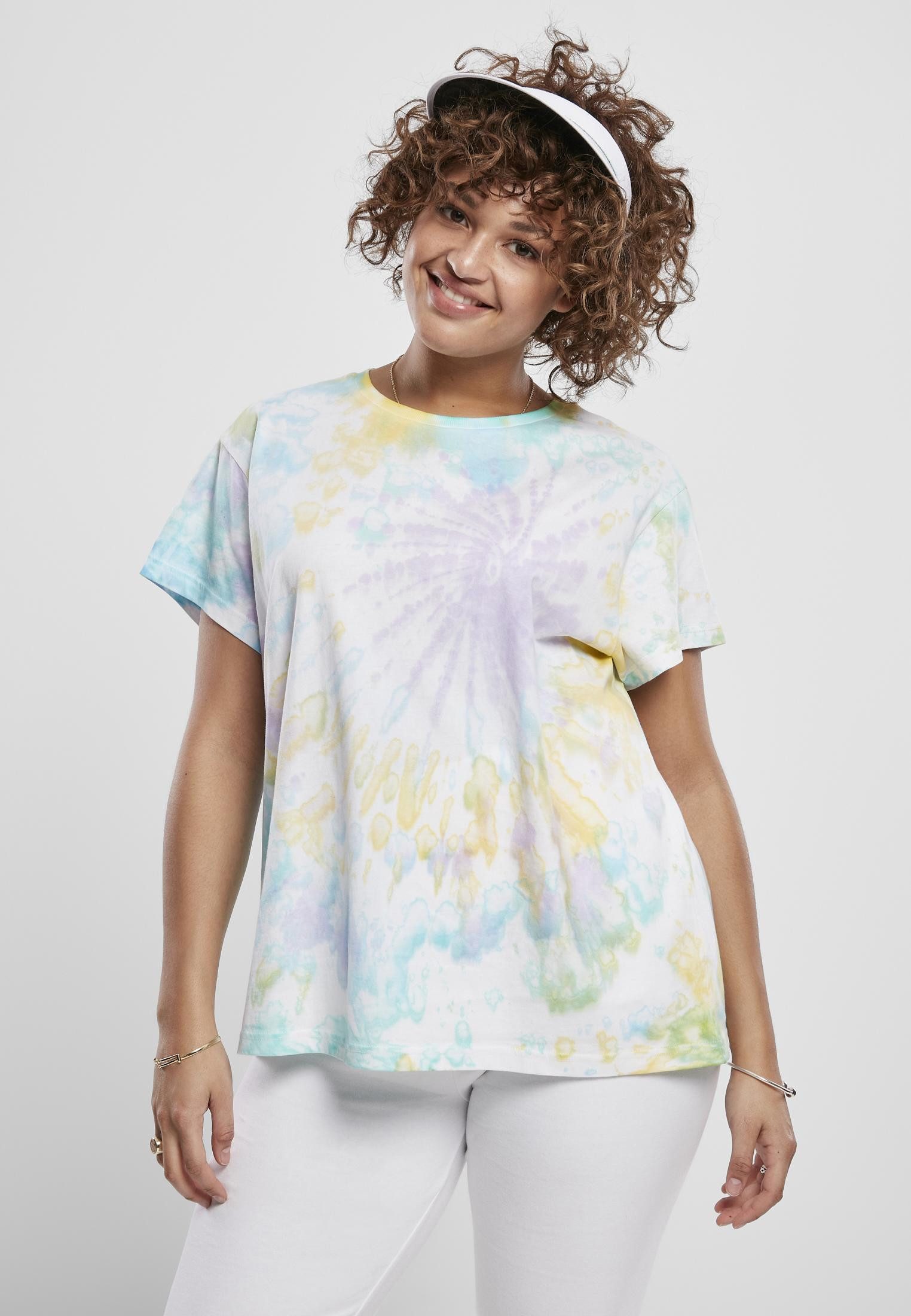 URBAN CLASSICS Rundhalsshirt Ladies Tie Dye Boyfriend Tee Damen T-Shirt