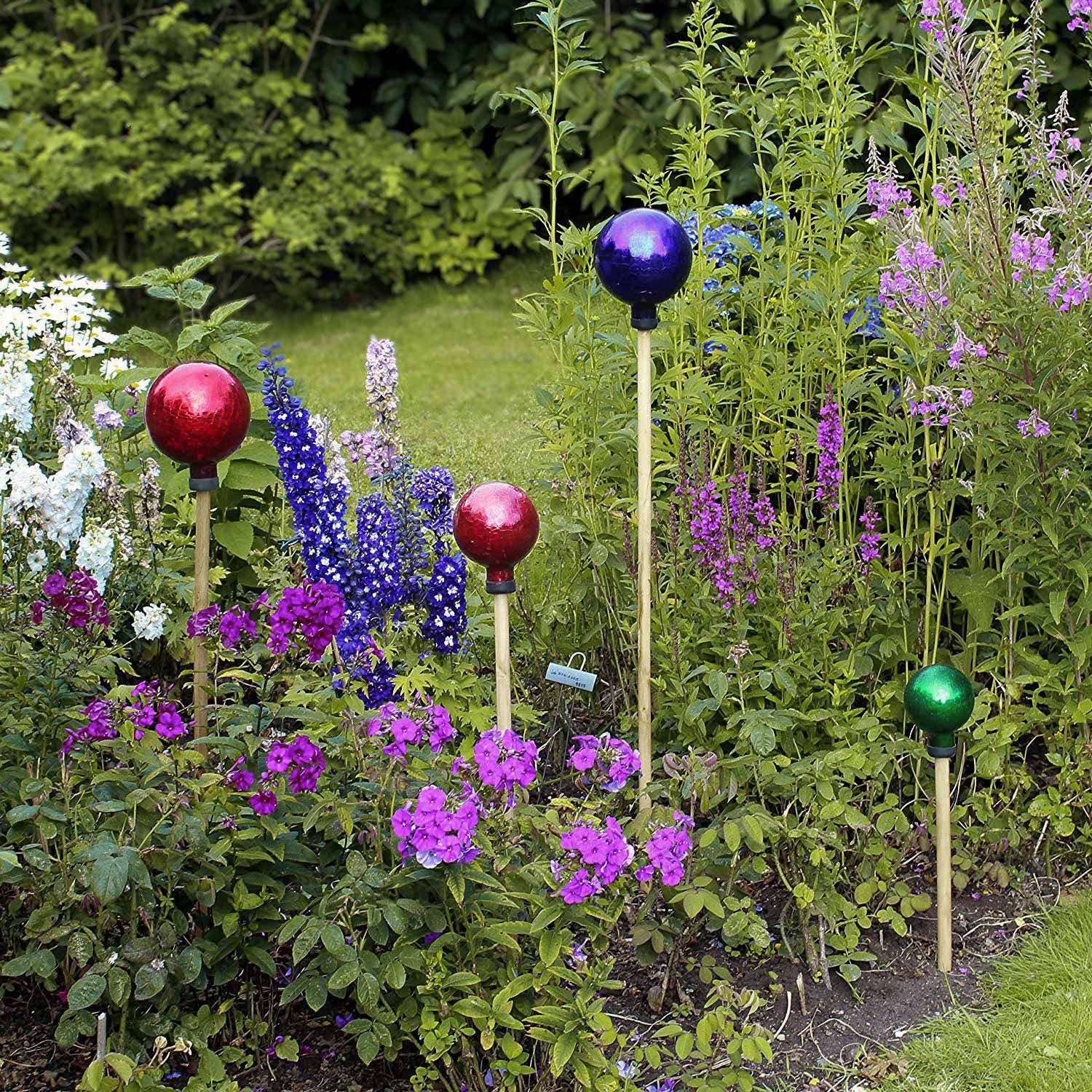 Dekokugel Garten, Glas Gartenfigur für Außen Gartenkugel (kristall) Rosenkugel - Gartendeko für VERDOBA den rot