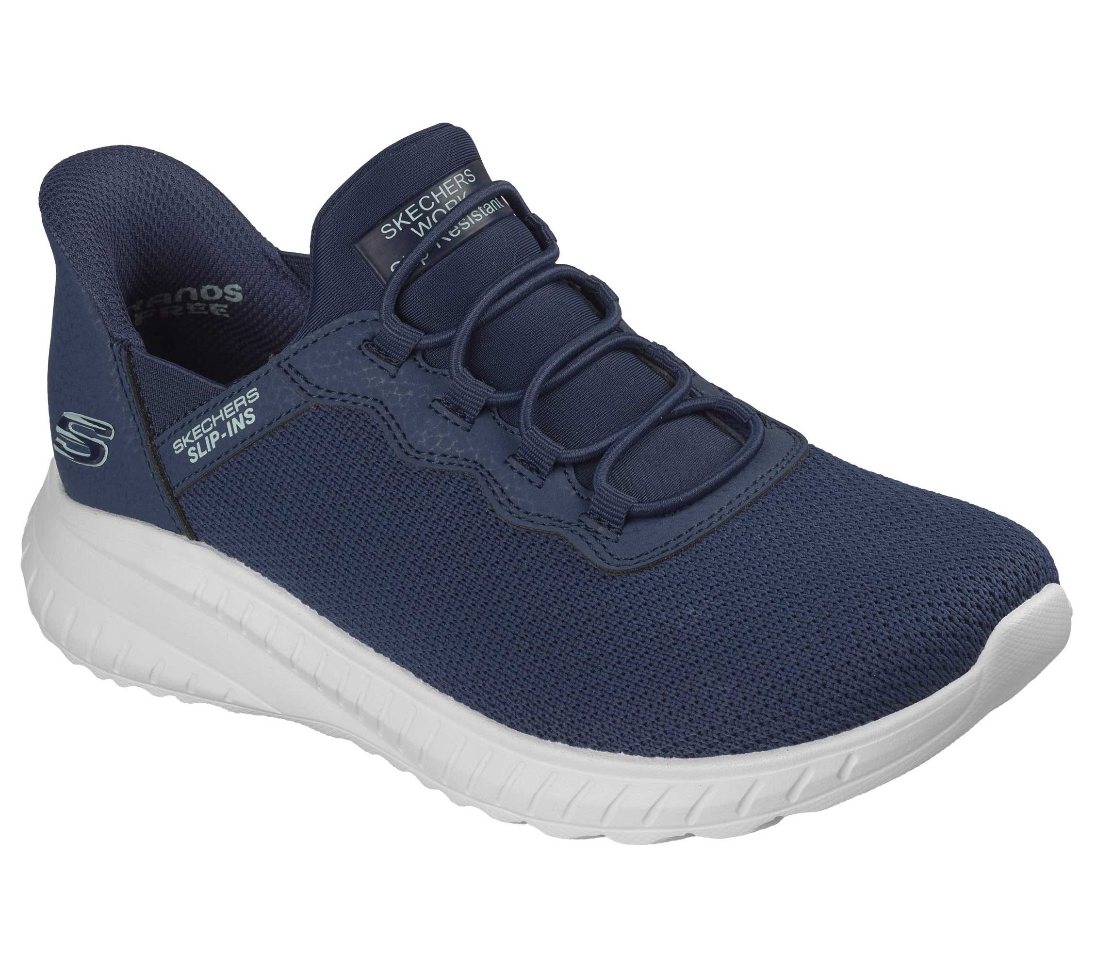 Skechers Berufsschuhe Damen SR O1 Slip-Ins ohne Schnüren Bungee rutschfester Arbeitsschuh Air-Cooled Memory Foam - Atmungsaktiv - Leicht - Maschinenwaschbar