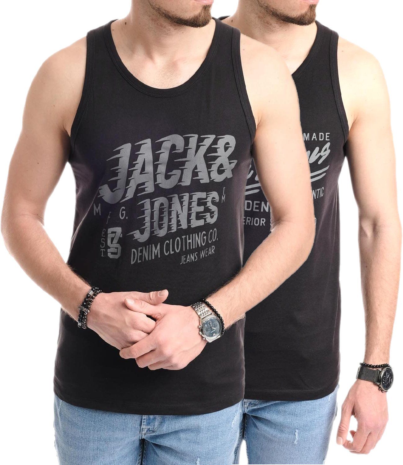 Jack & Jones Tanktop Bedrucktes Shirt aus Baumwolle (2er-Pack) mit Print