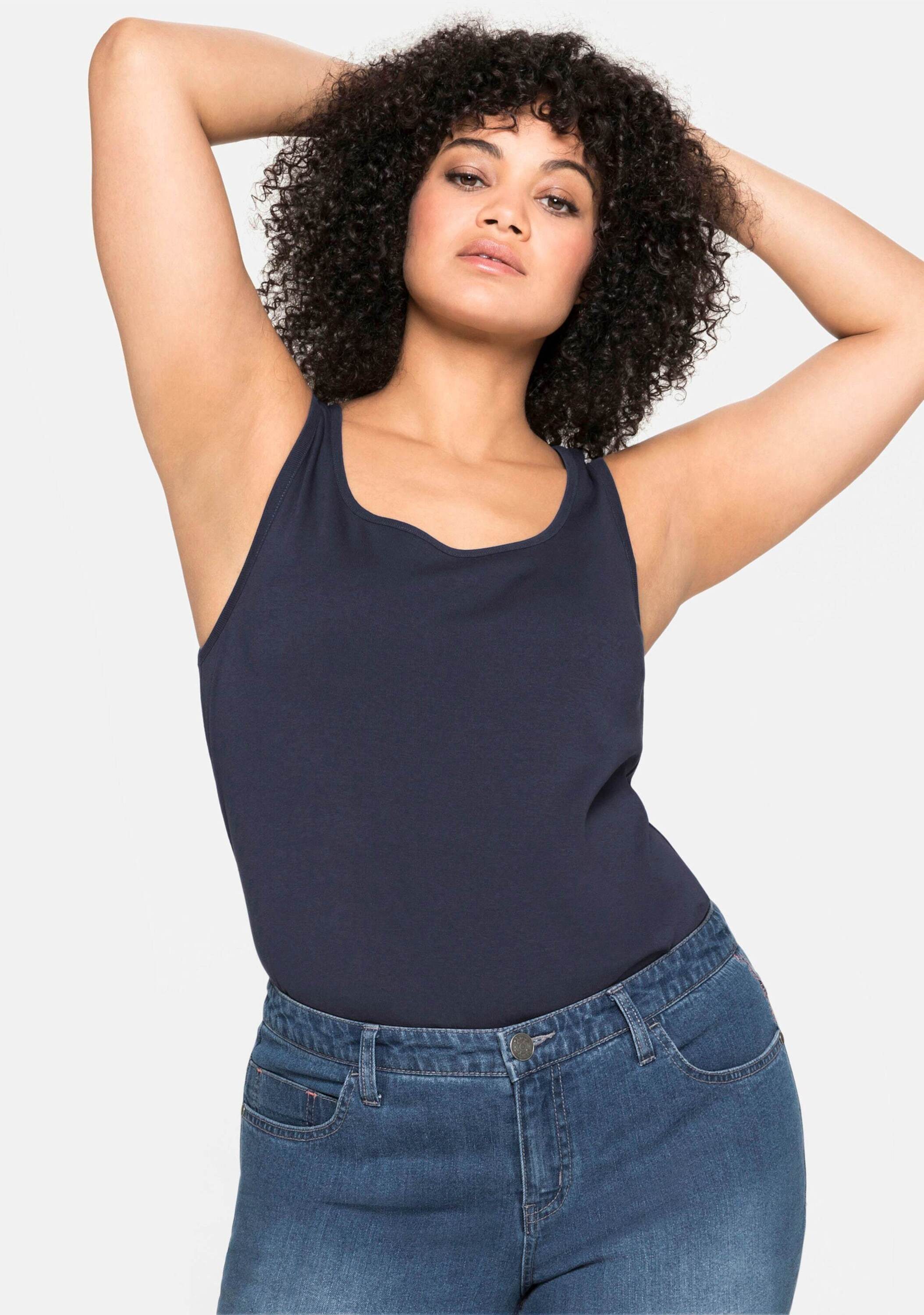 Sheego Shirttop Tanktop Ärmellos