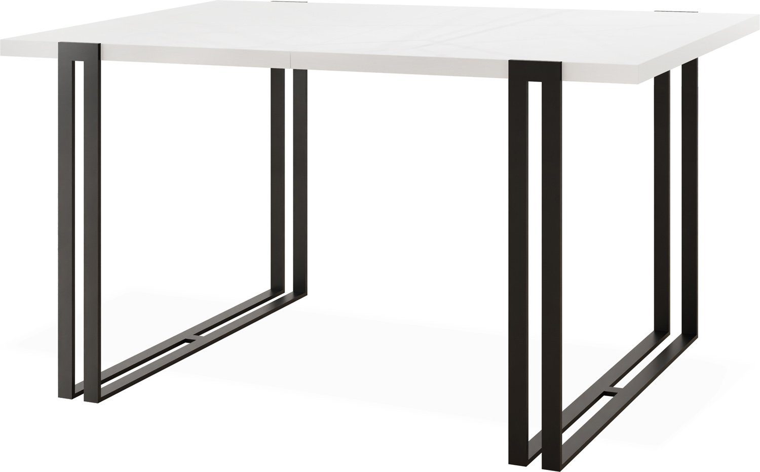 WFL GROUP Esstisch Marco, Tisch im Loft-Stil mit Schwarze Metallbeinen Weiß