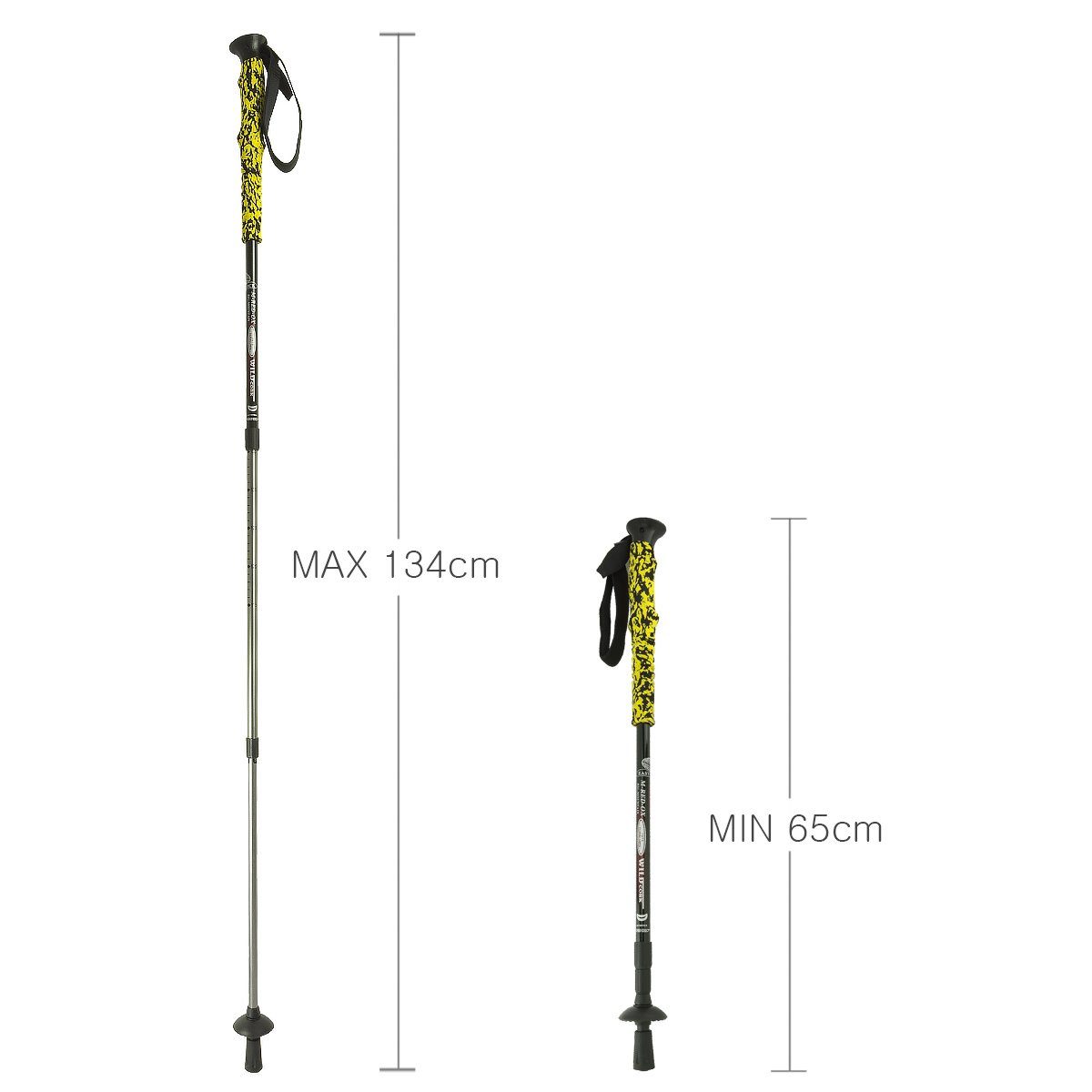 MidGard Nordic-Walking-Stöcke 65-134cm höhenverstellbar, (1 Wanderstöcke Dämpfung, Antischock St) Gelb