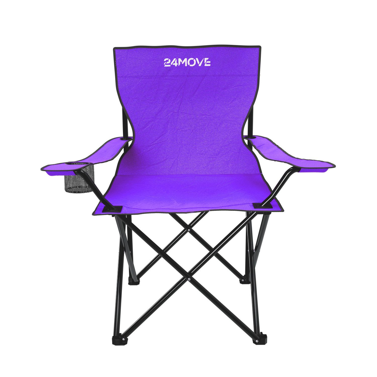 24Move Campingstuhl 24MOVE® Campingstuhl faltbar,Anglerstuhl,Liegestuhl mit Getränkehalter (bis max. 100 kg), mit Tragetasche, lila, Klappstuhl, bis 100kg belastbar