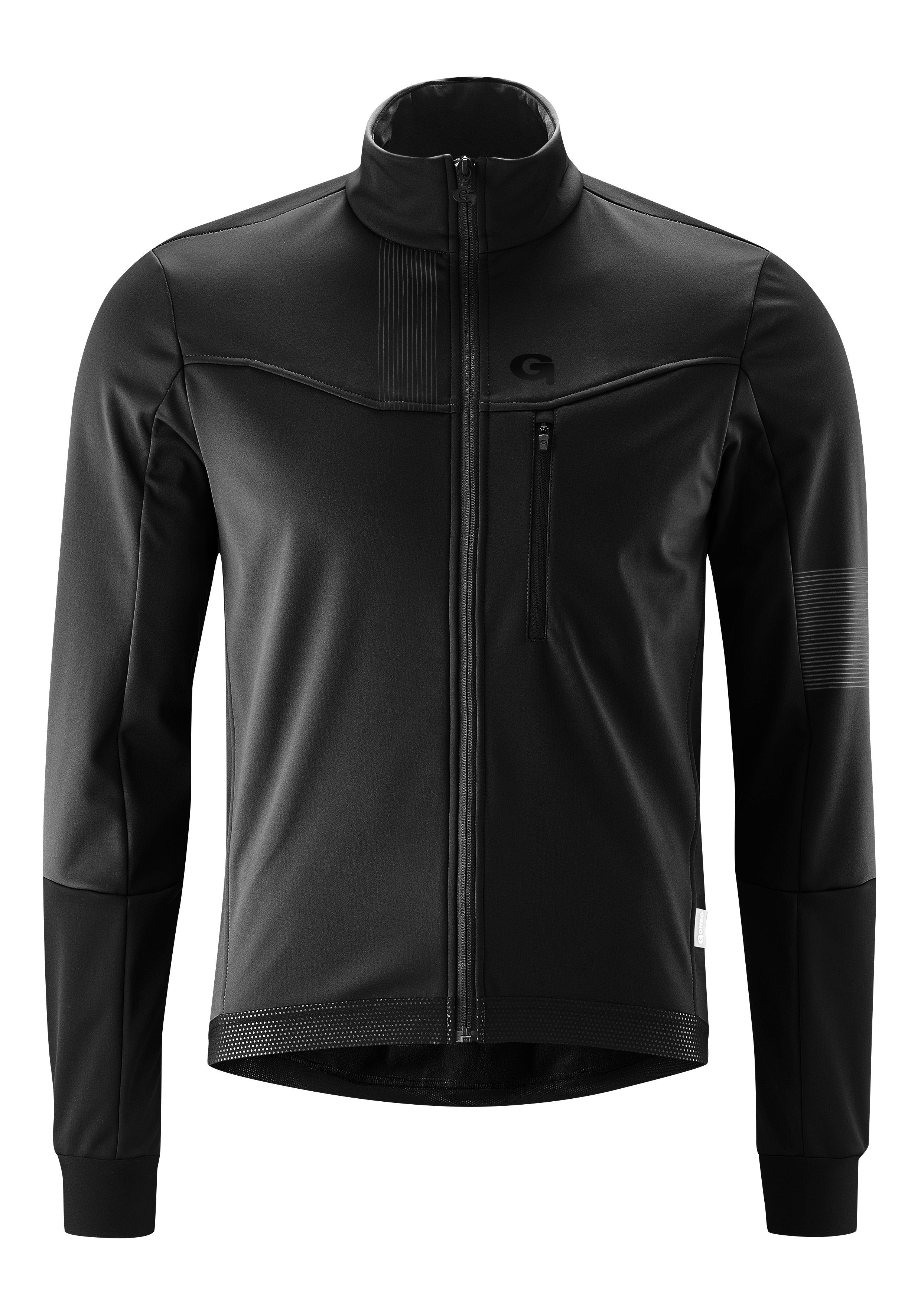 Gonso Fahrradjacke atmungsaktiv Windjacke Herren Valaff und Softshell-Jacke, wasserabweisend schwarz