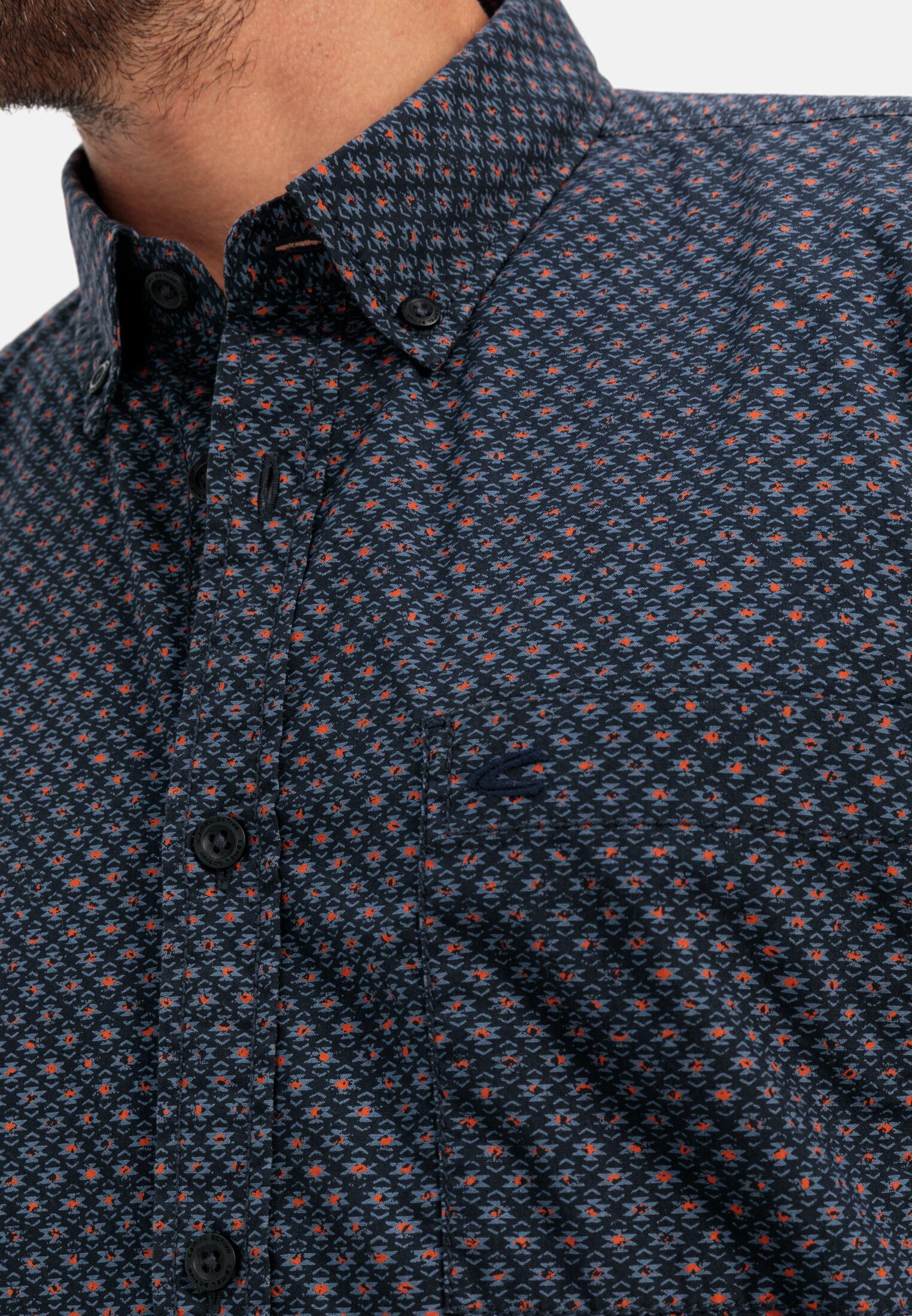 camel active Langarmhemd mit Minimal-Print Langarm Button-Down Button-Down