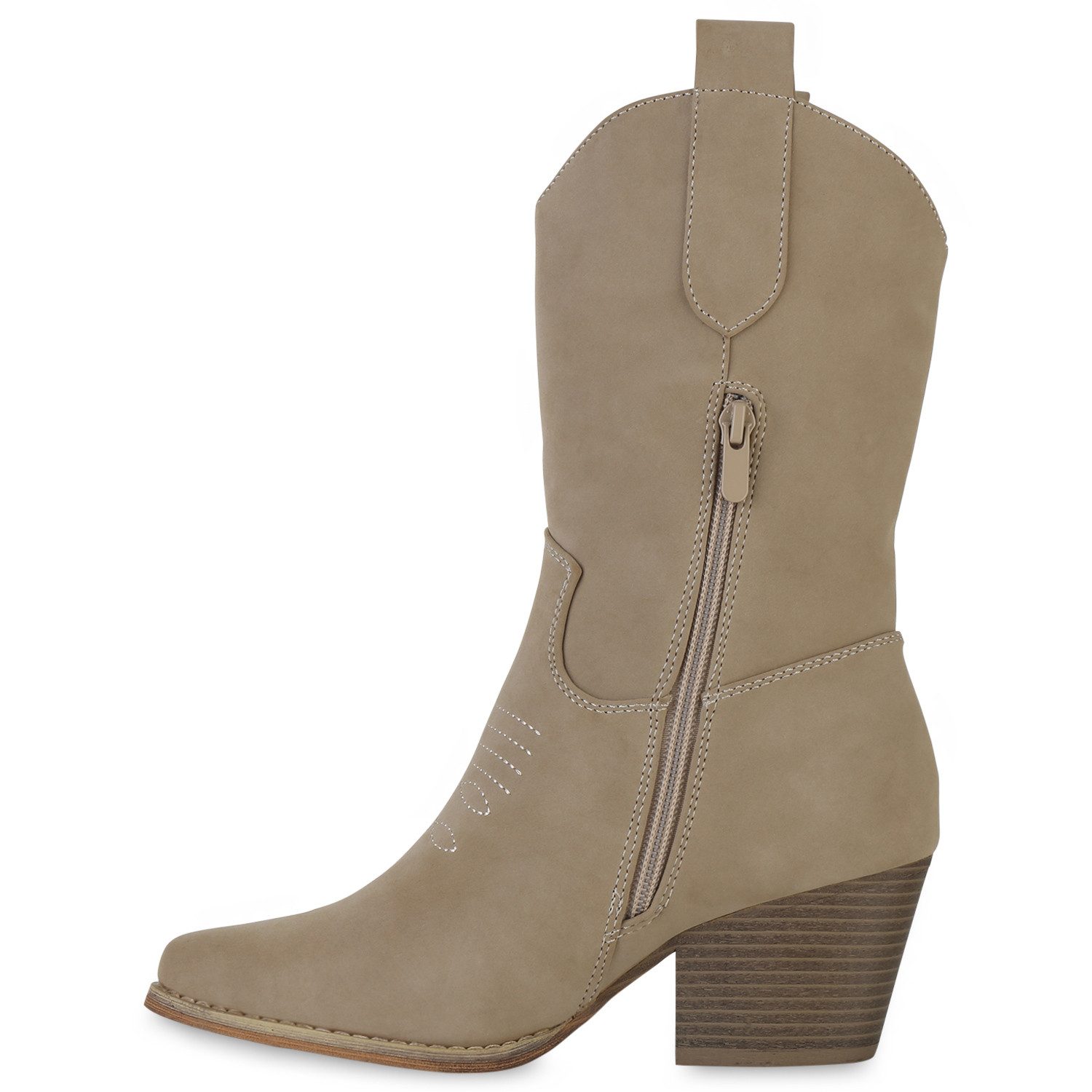 VAN HILL 839873 Cowboy Boots Damen Cowboy Boots Stiefeletten Stickereien Ho günstig online kaufen