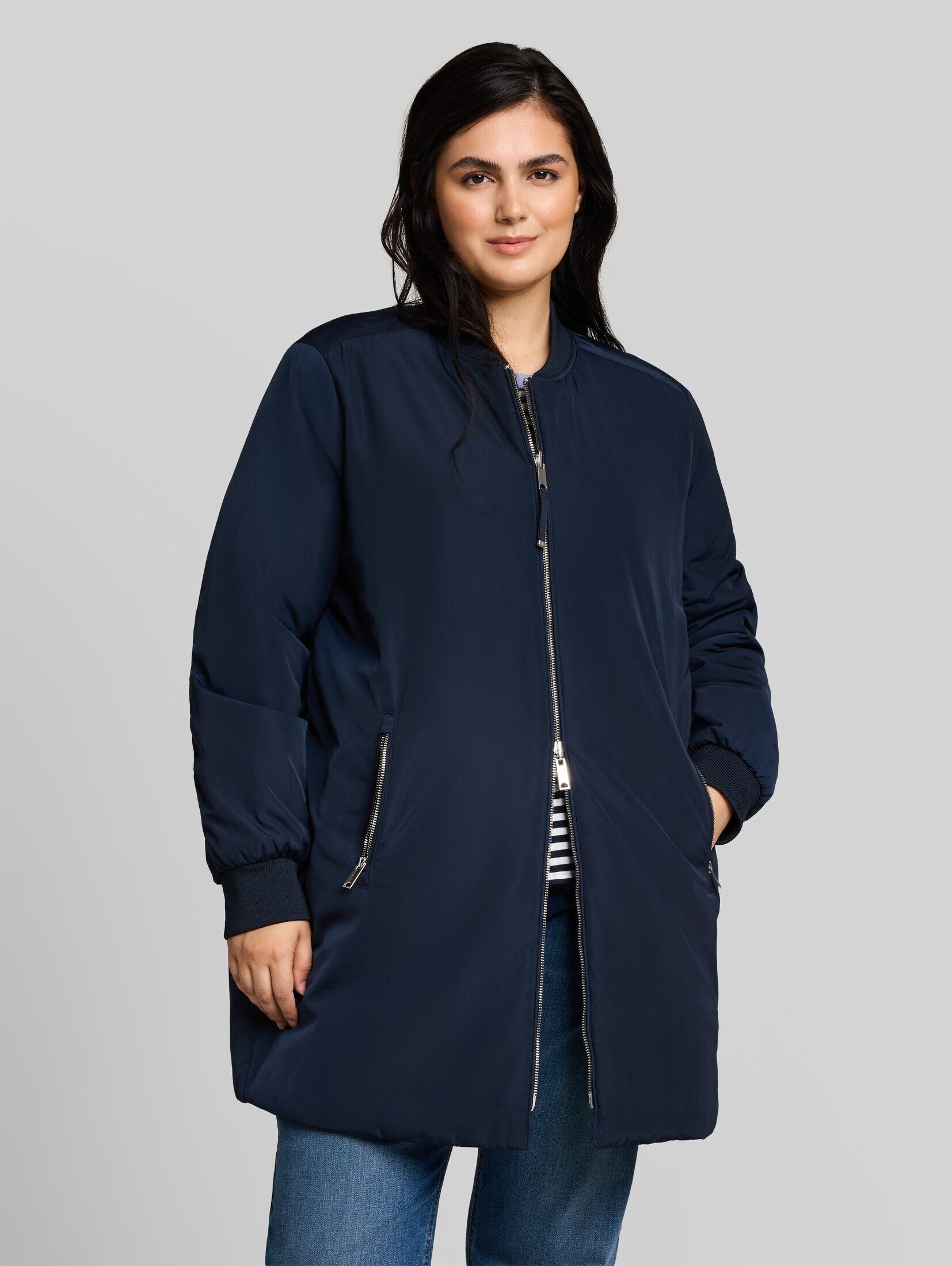 TOM TAILOR PLUS Steppmantel Jacken Plus Size - 2-in-1 Wendejacke mit Bomberkragen