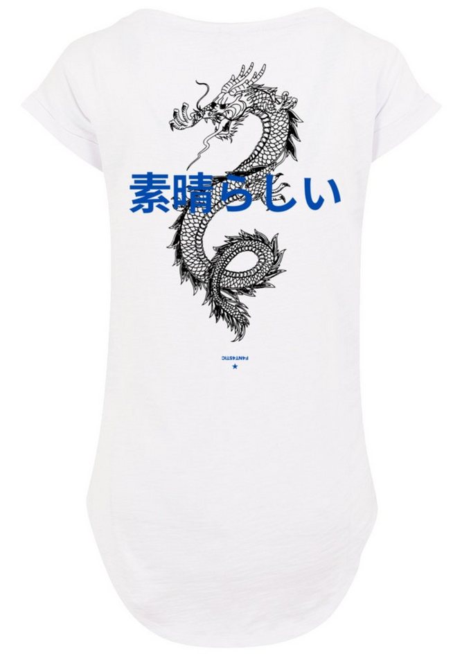F4NT4STIC T-Shirt PLUS SIZE Dragon Drache Japan Print, Hinten extra lang  geschnittenes Damen T-Shirt