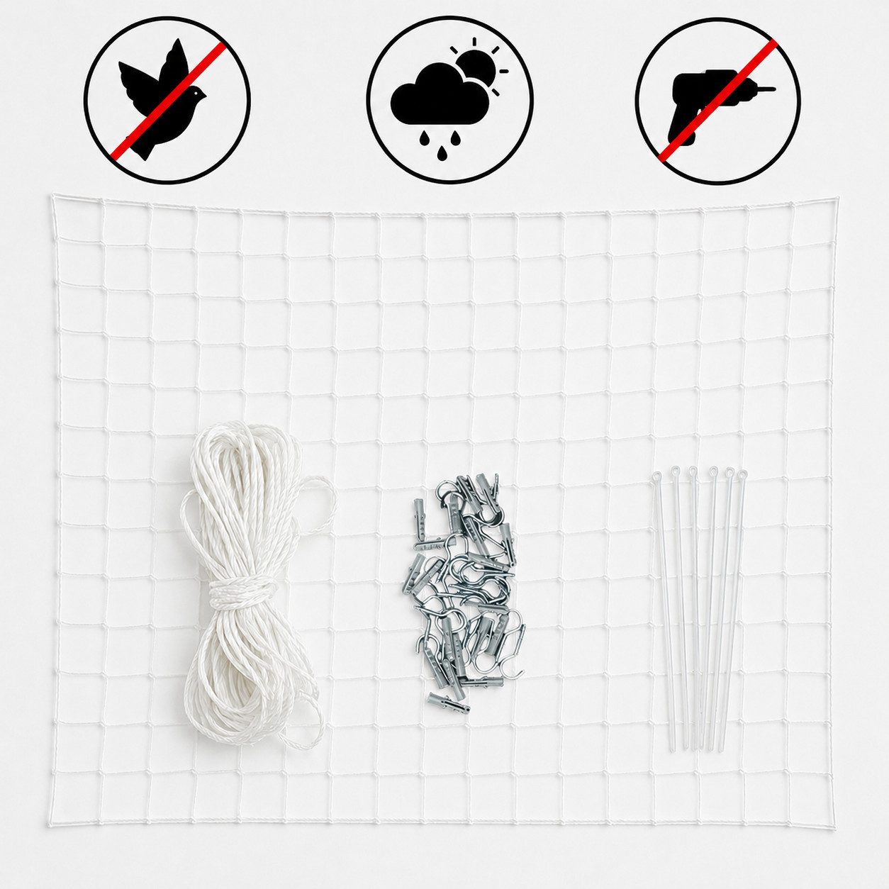 belviona Schutznetz für Katzen, sicher auf Balkon & Terasse, transparent 3x4 m, BxL: 4x3 m, (1-St), Balkonschutznetz mit Zubehör, UV-beständig, zuschneidbar & l – Bild 4 von 5