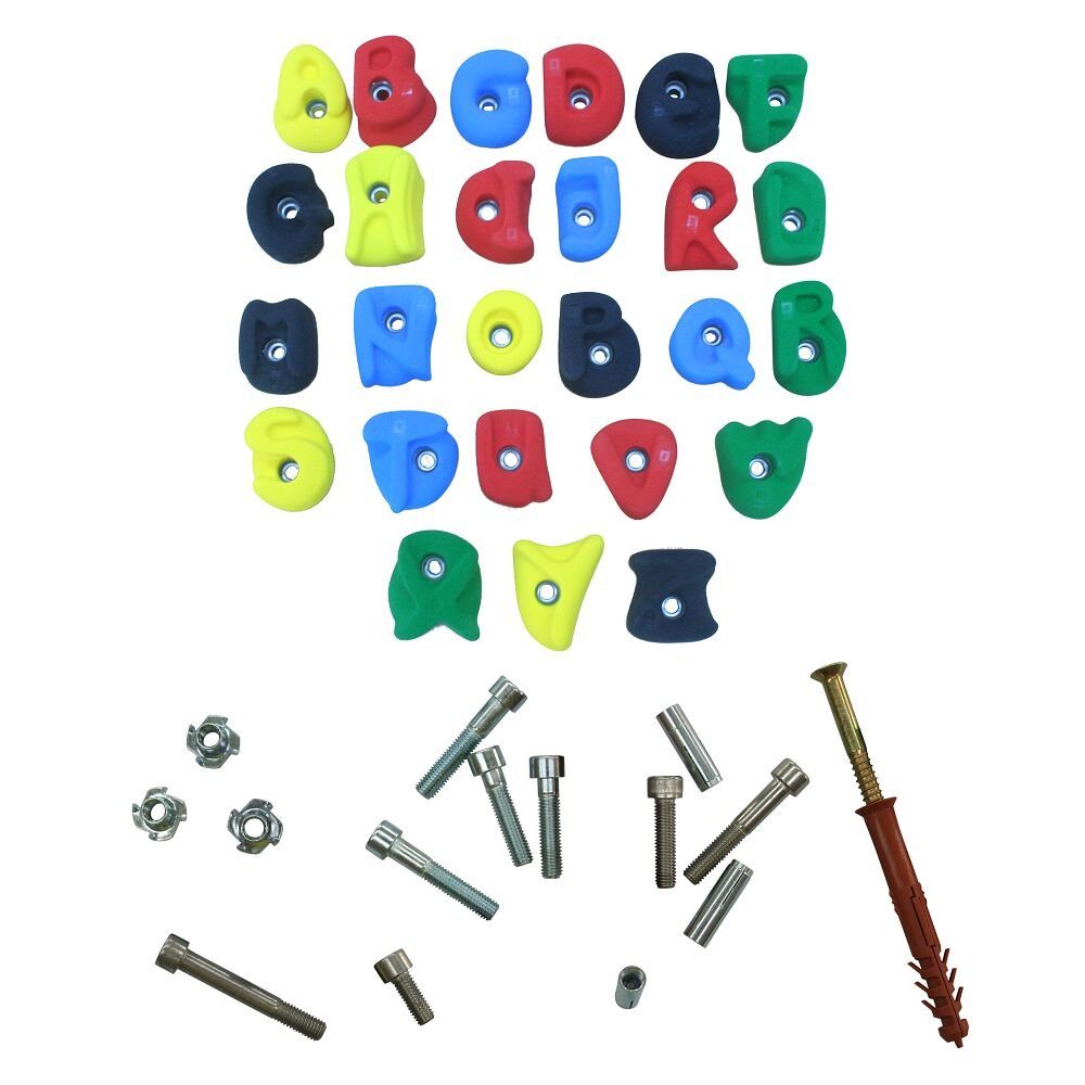 Klettergriff Klettergriff-Set ABC, Für Kletterhallen mit Kinderbereich, Schulen, Kitas