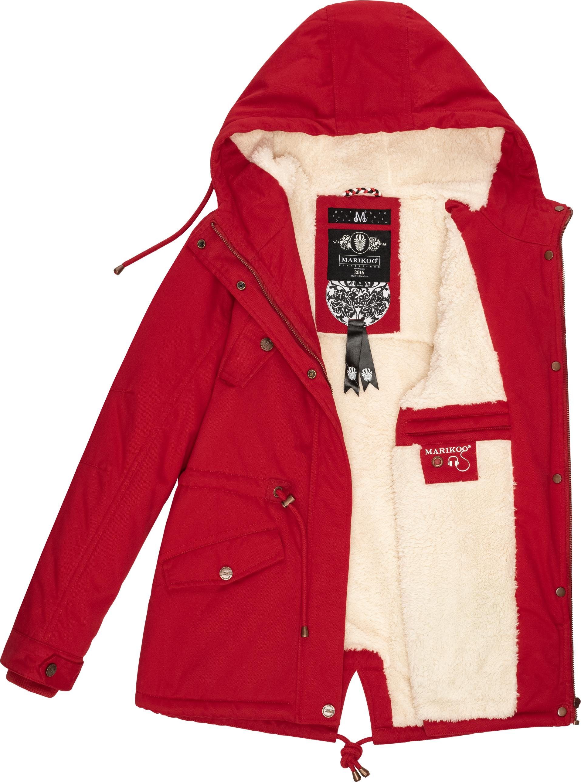 Marikoo Winterjacke Manolya stylischer Kurzmantel mit weichem Teddyfell-Futter – Bild 4 von 5