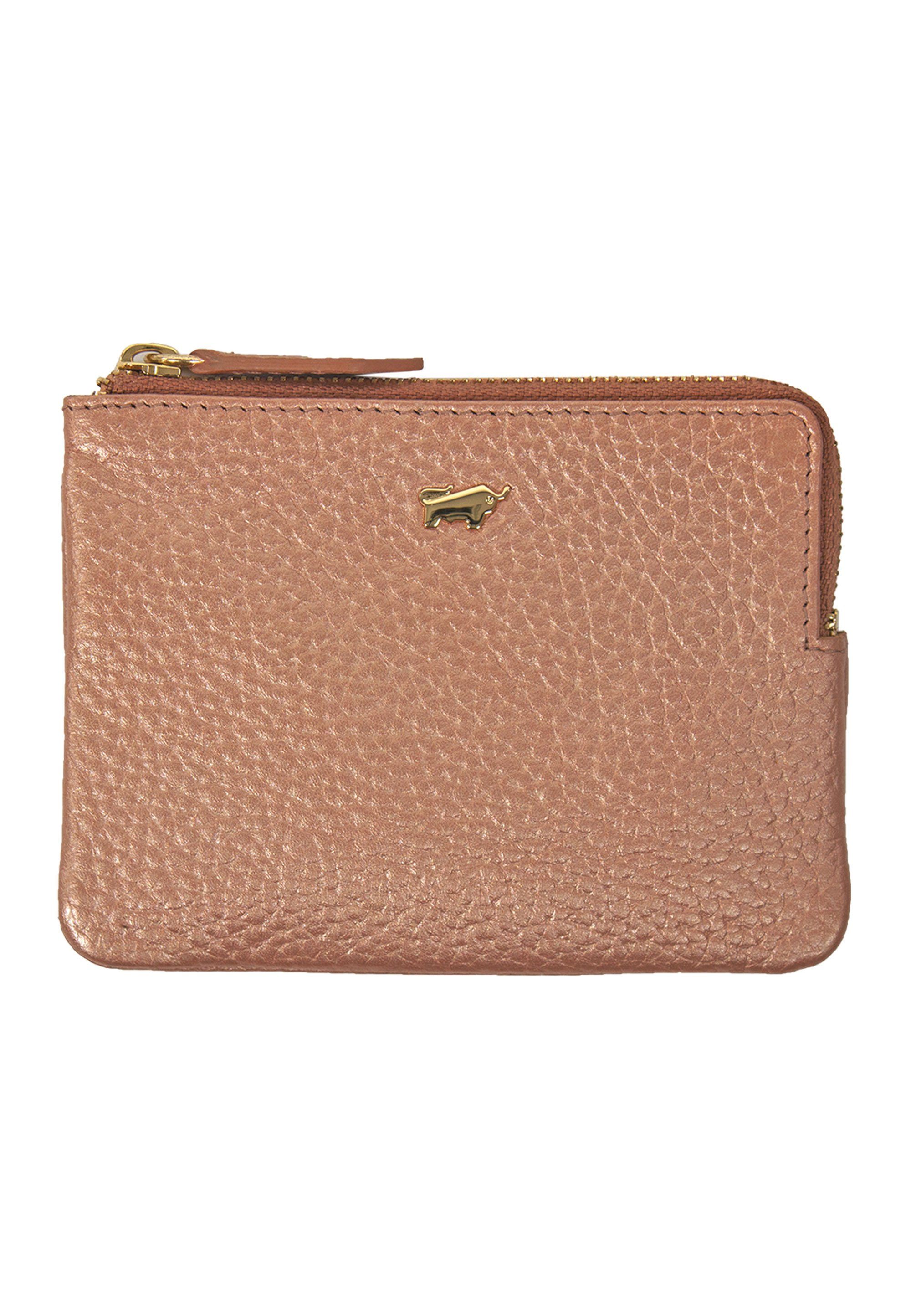 Braun edlem apricot mit Metallic-Effekt Schlüsseltasche Büffel ALESSIA,