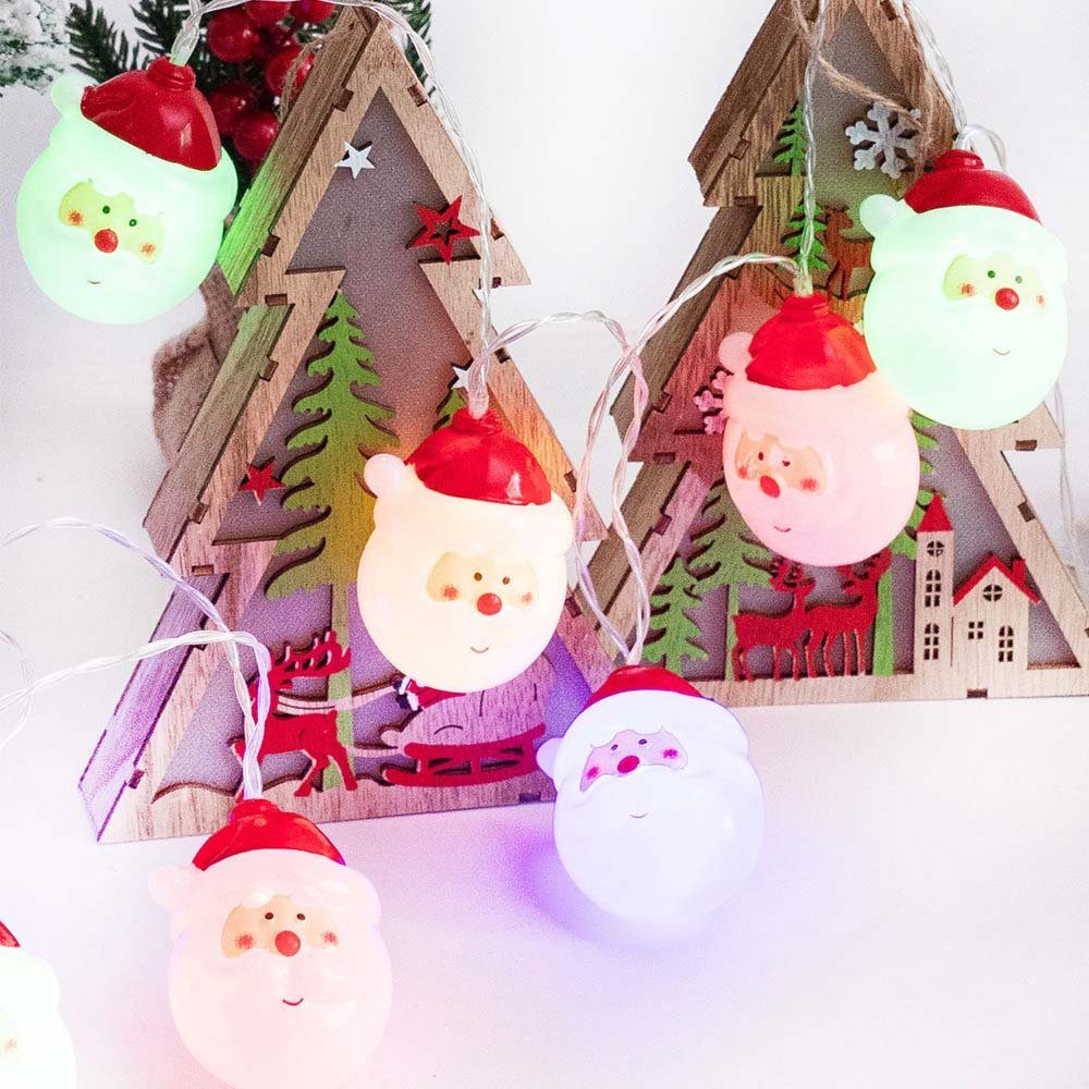 Bunt Außen, LEDs, Lichterkette Batteriebetrieben, LED-Lichterkette Weihnachtsmann/Schneemann - LED MUPOO 10 Lichterkette 1.5M Innen Weihnachtsbeleuchtung Weihnachtsmann