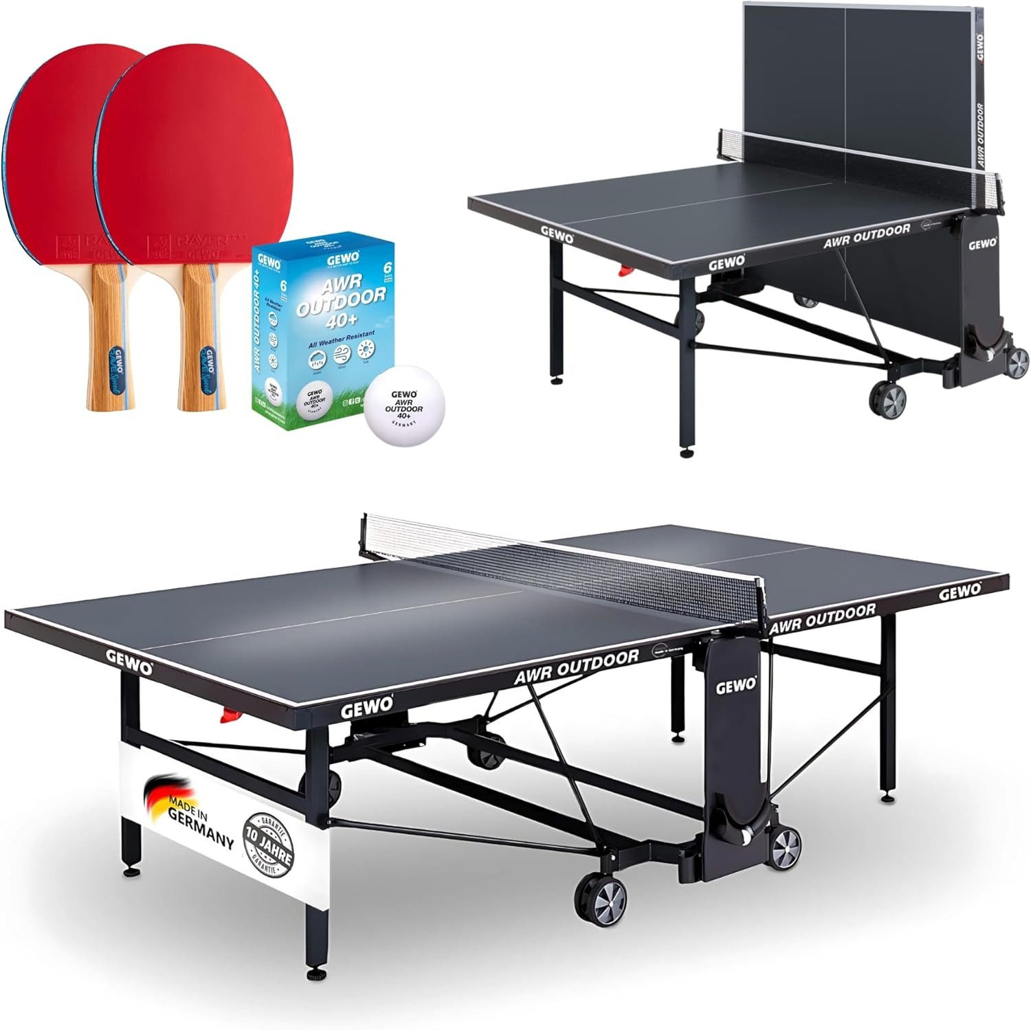 Gewo Tischtennisplatte Outdoor Profi AWR, Tischtennistisch klappbar, grau (1-tlg)