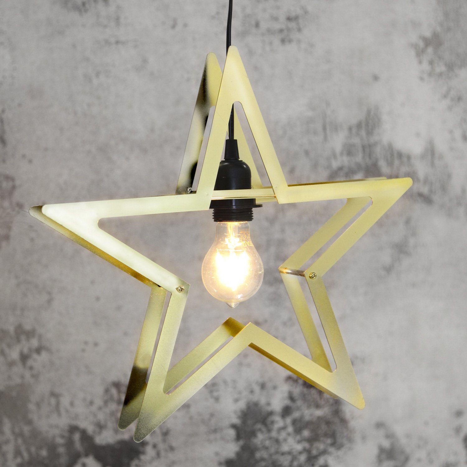 STAR TRADING LED Stern Hängestern Metallstern Leuchtstern 5-zackig E27 Fassung 36cm gold