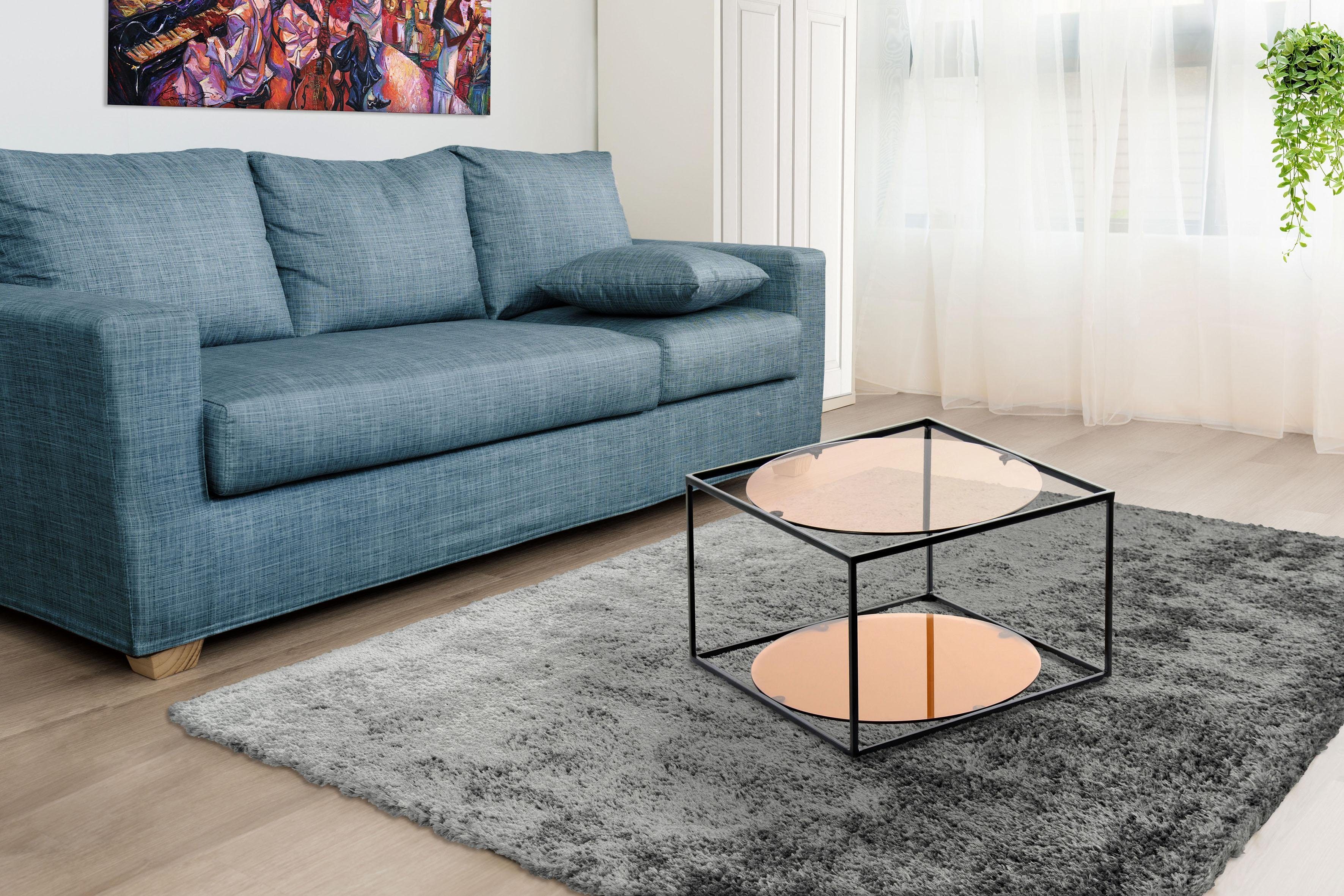 Kayoom Beistelltisch Cody, Beistelltisch in Würfelform, offenes, modernes Design (1-St), moderne Kubusform mit runden Ablageflächen aus Glas
