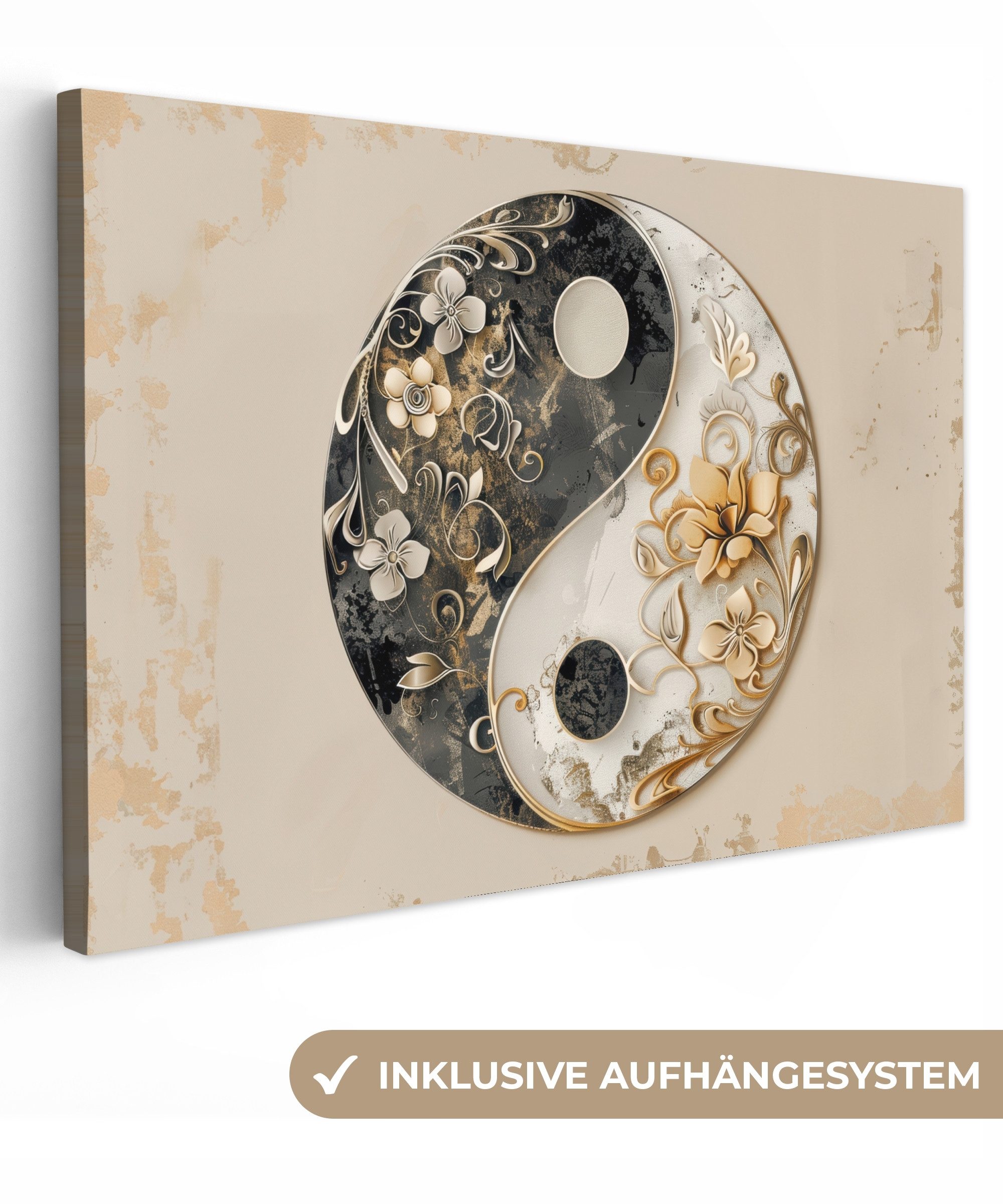 OneMillionCanvasses® Leinwandbild Yin Yang - Blumen günstig online kaufen