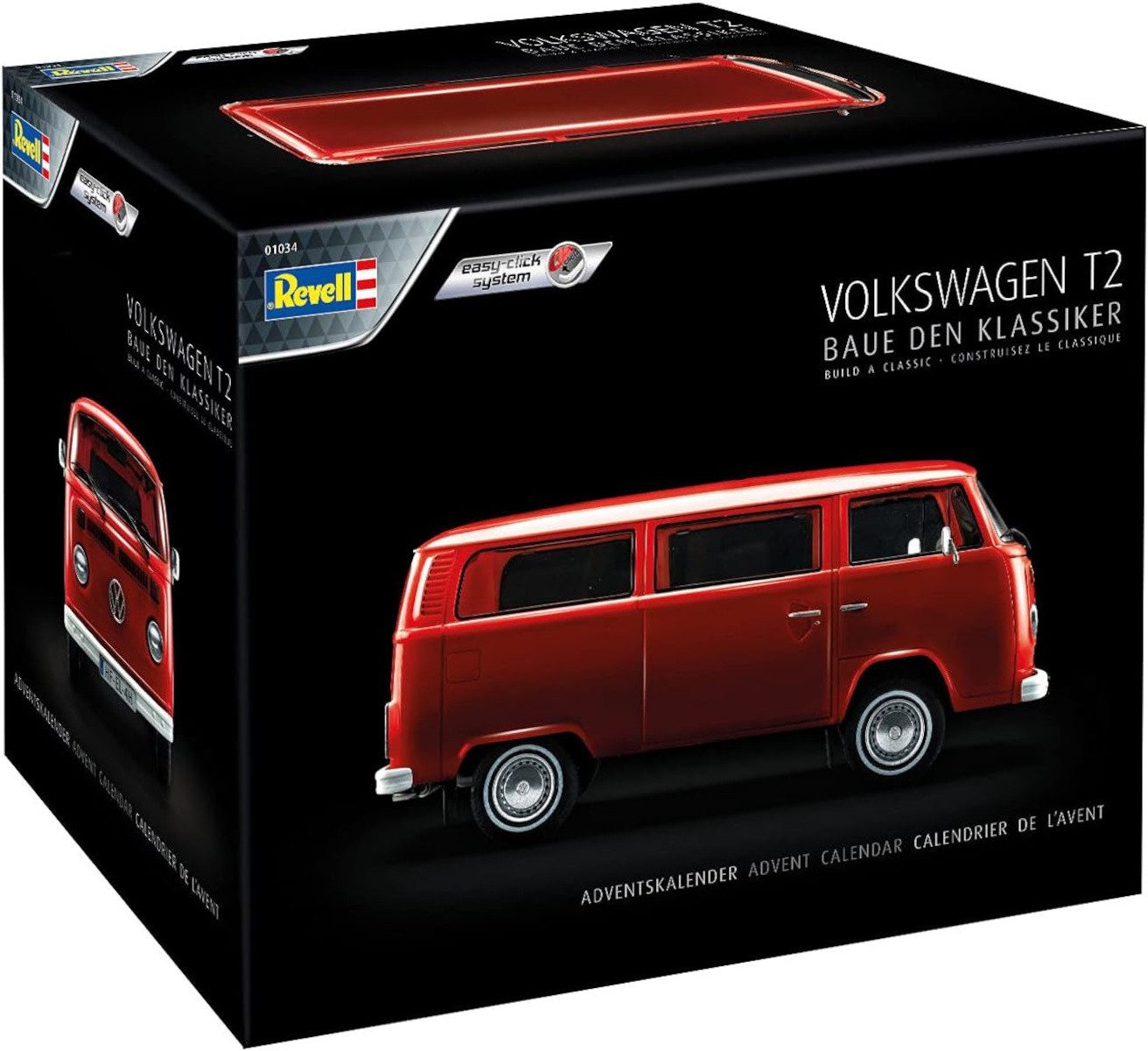 Revell® Modellauto VW T2 Adventskalender Bausatz 1:24 Bus Modellbau, Maßstab 1:24