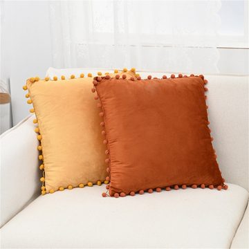 Kissenhüllen Einfarbiger Plüsch-Kissenbezug für das Bett mit Bommel, AFAZ New Trading UG (1 Stück)