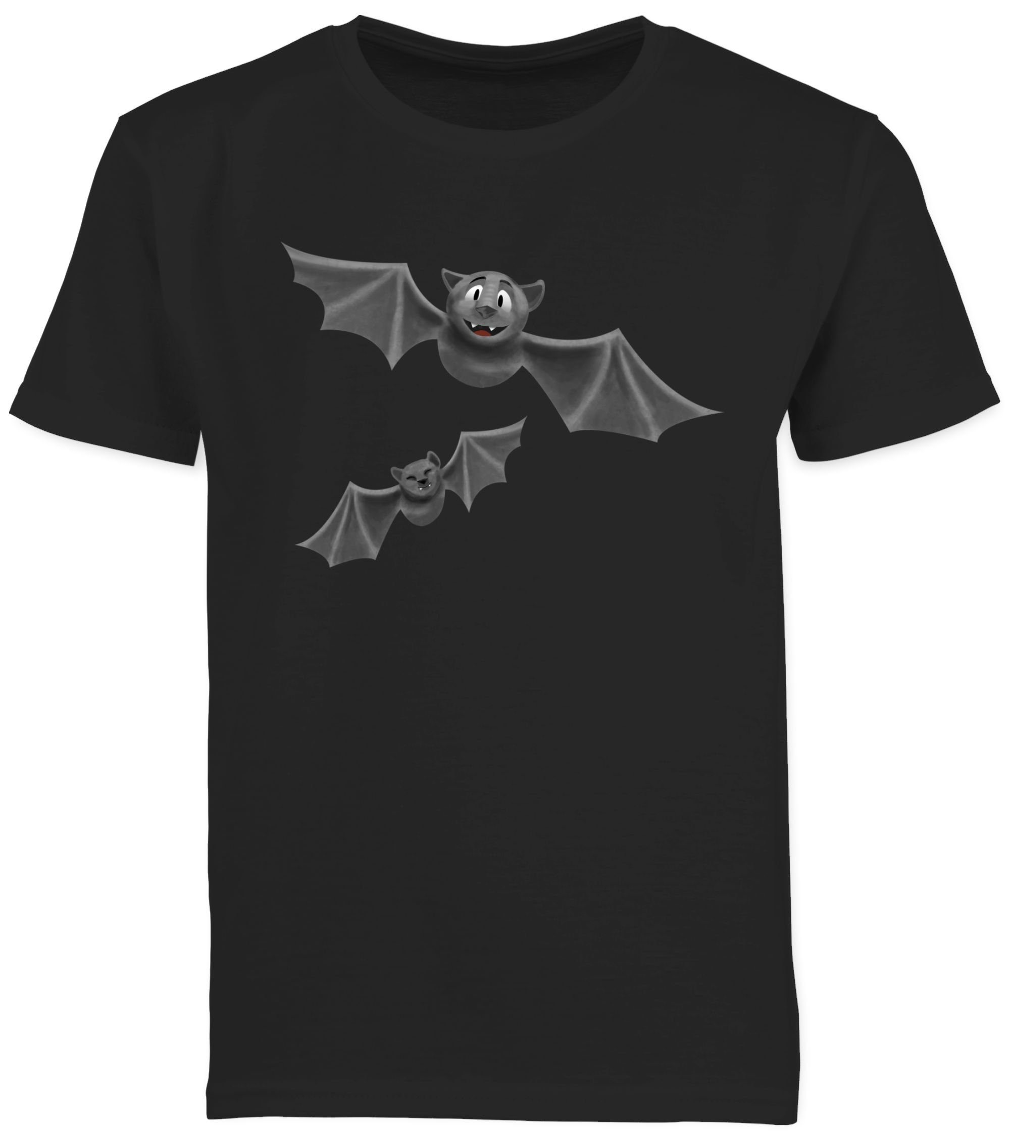 T-Shirt Kostüme Flattermaus 1 Halloween Jungs Shirtracer Feldermaus für Schwarz Kinder Fledermäuse