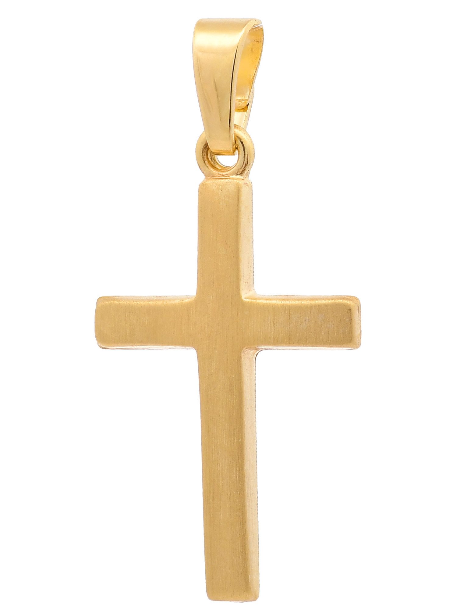 HOPLO Kreuzanhänger Gold Anhänger Kreuz mit Goldkette massiv 585 - 14 Karat Gold 36 cm, Made in Germany