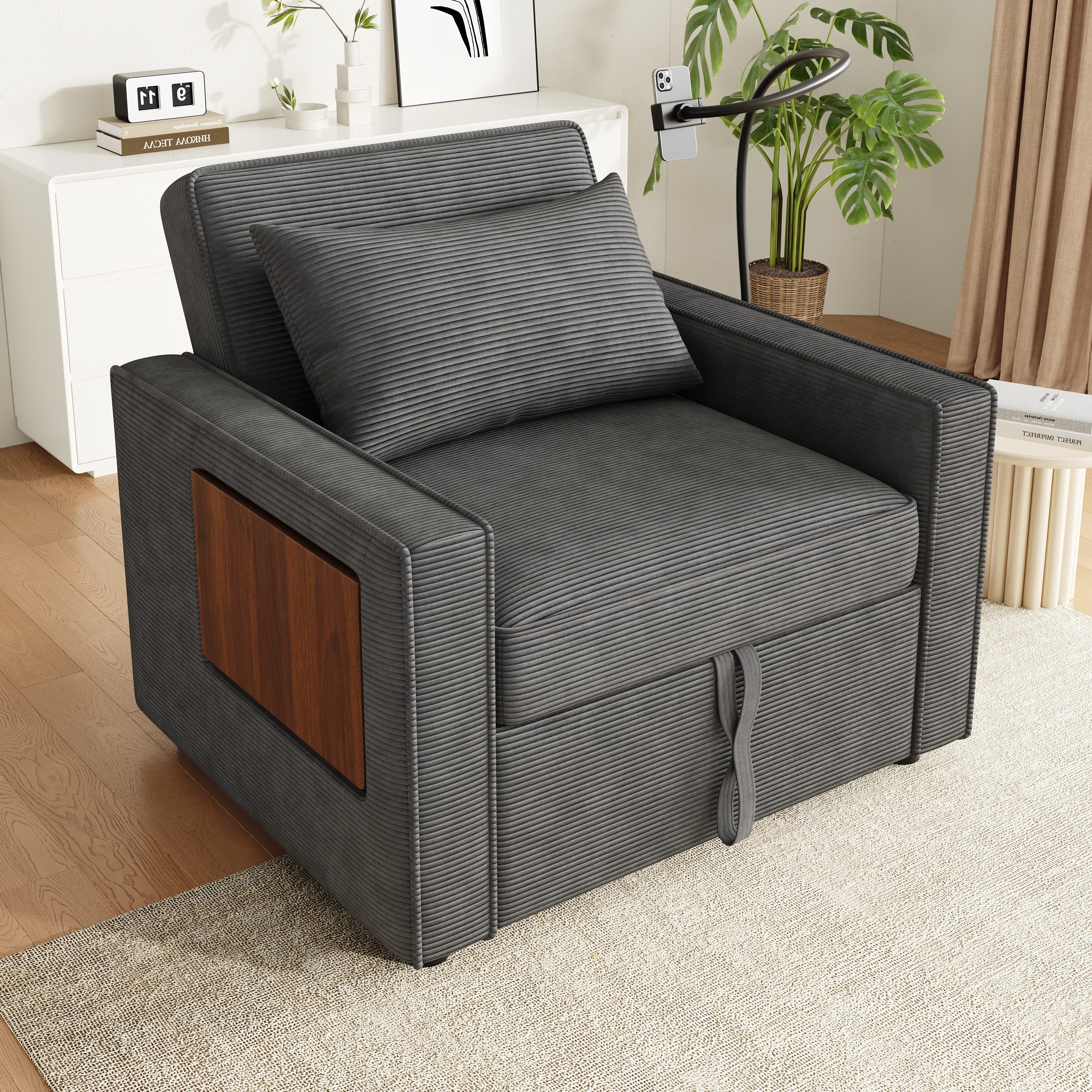 i@home Relaxsessel Schlafsessel mit Bettfunktion 3-in-1 Ausziehbares Schlafsofa (platzsparend für Wohnzimmer und Schlafzimmer), Verstellbarer Einzelsessel mit U – Bild 5 von 5