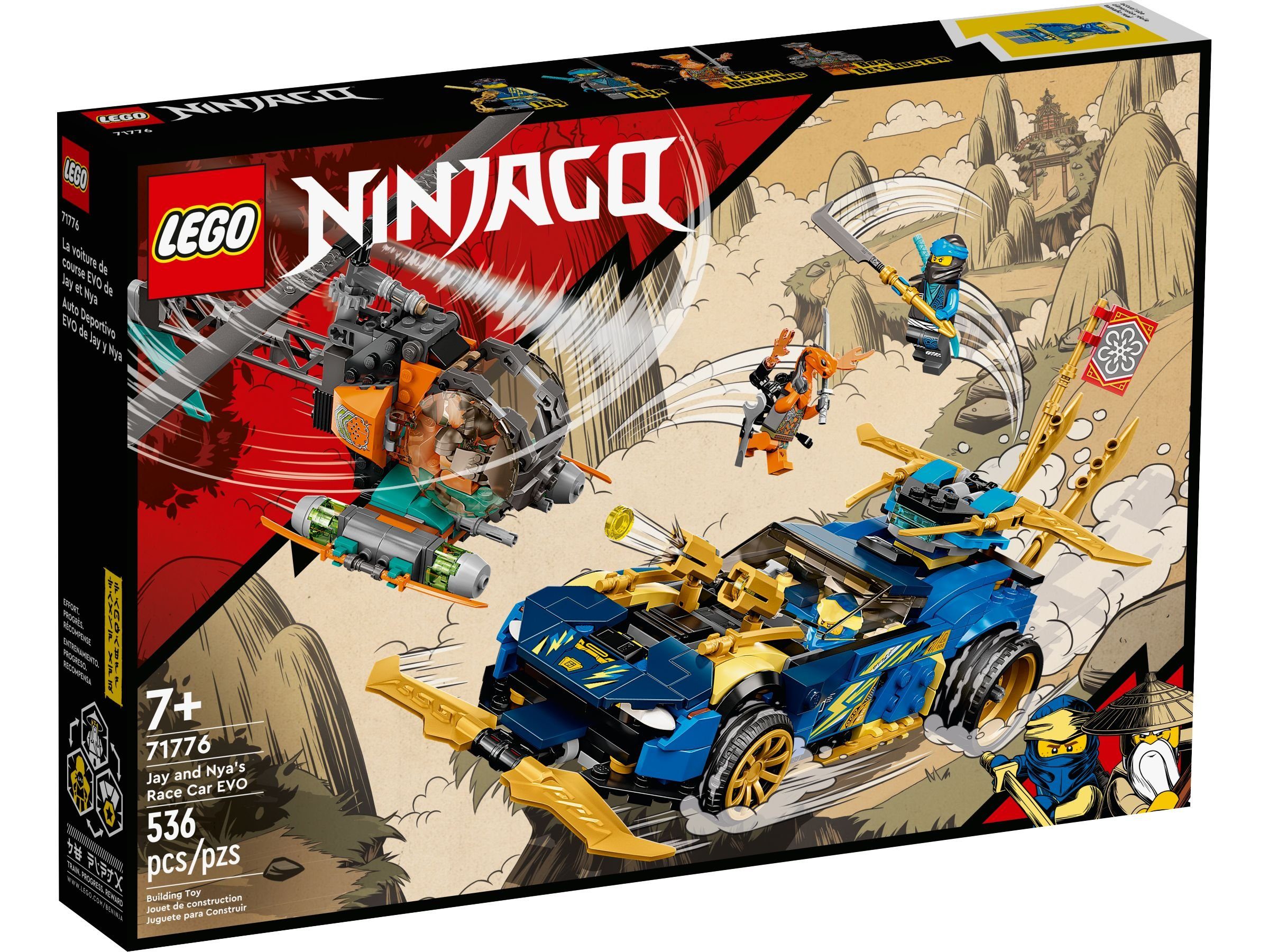LEGO® LEGO® NINJAGO® 71776 Jays und Nyas Rennwagen EVO Konstruktionsspielsteine, (536 St)