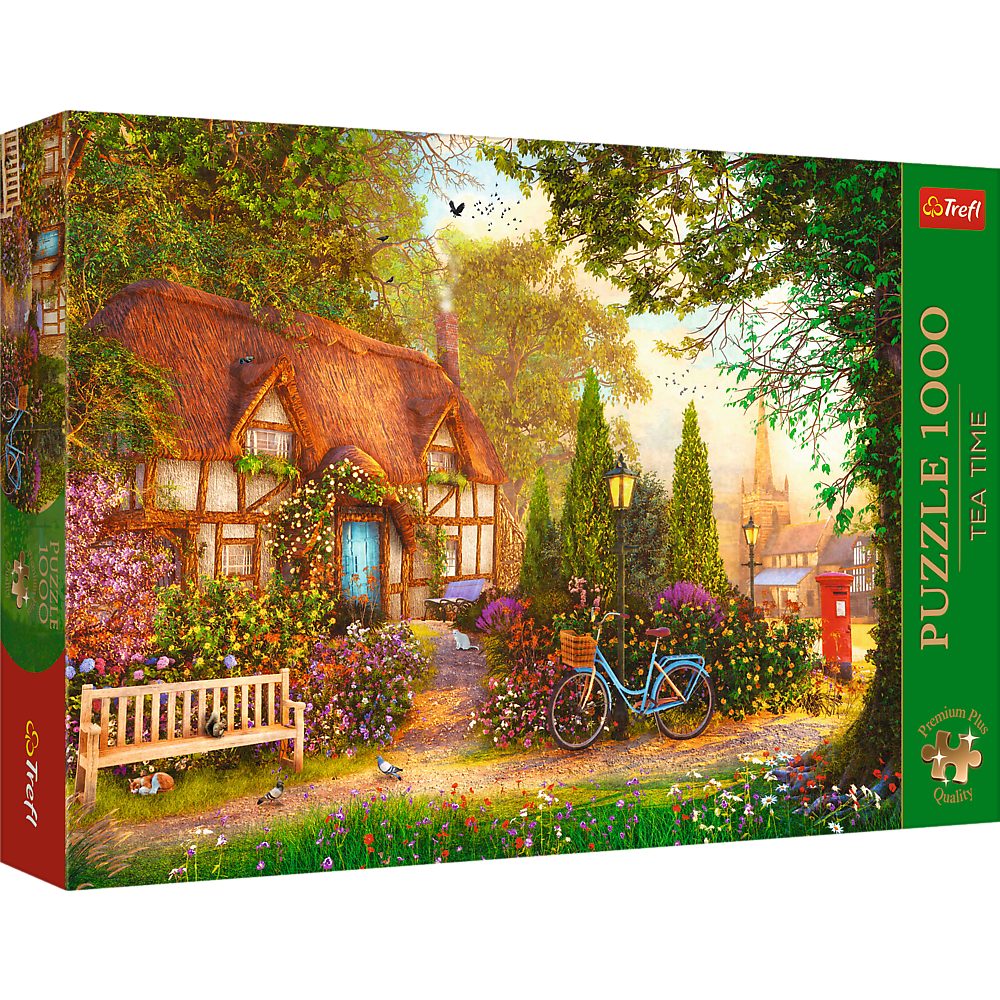 Trefl Puzzle Trefl, Tea Time Reetgedeckte Hütte, 1000 Teile Premium Plus Puzzle, 1000 Puzzleteile
