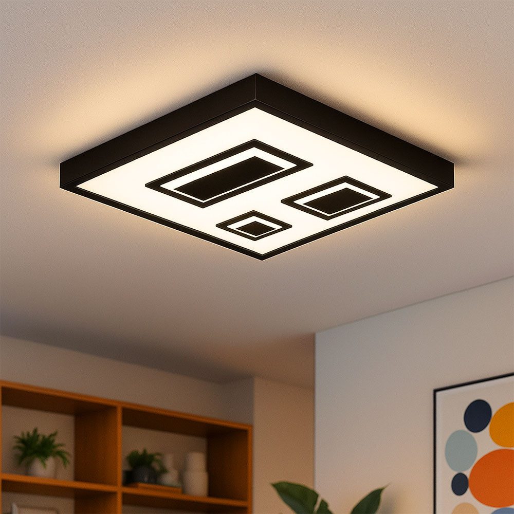 Briloner Leuchten LED Deckenleuchte, LED-Leuchtmittel fest verbaut, Warmweiß, Deckenleuchte Deckenlampe LED Backlight Wohnzimmerlampe schwarz 42,3cm