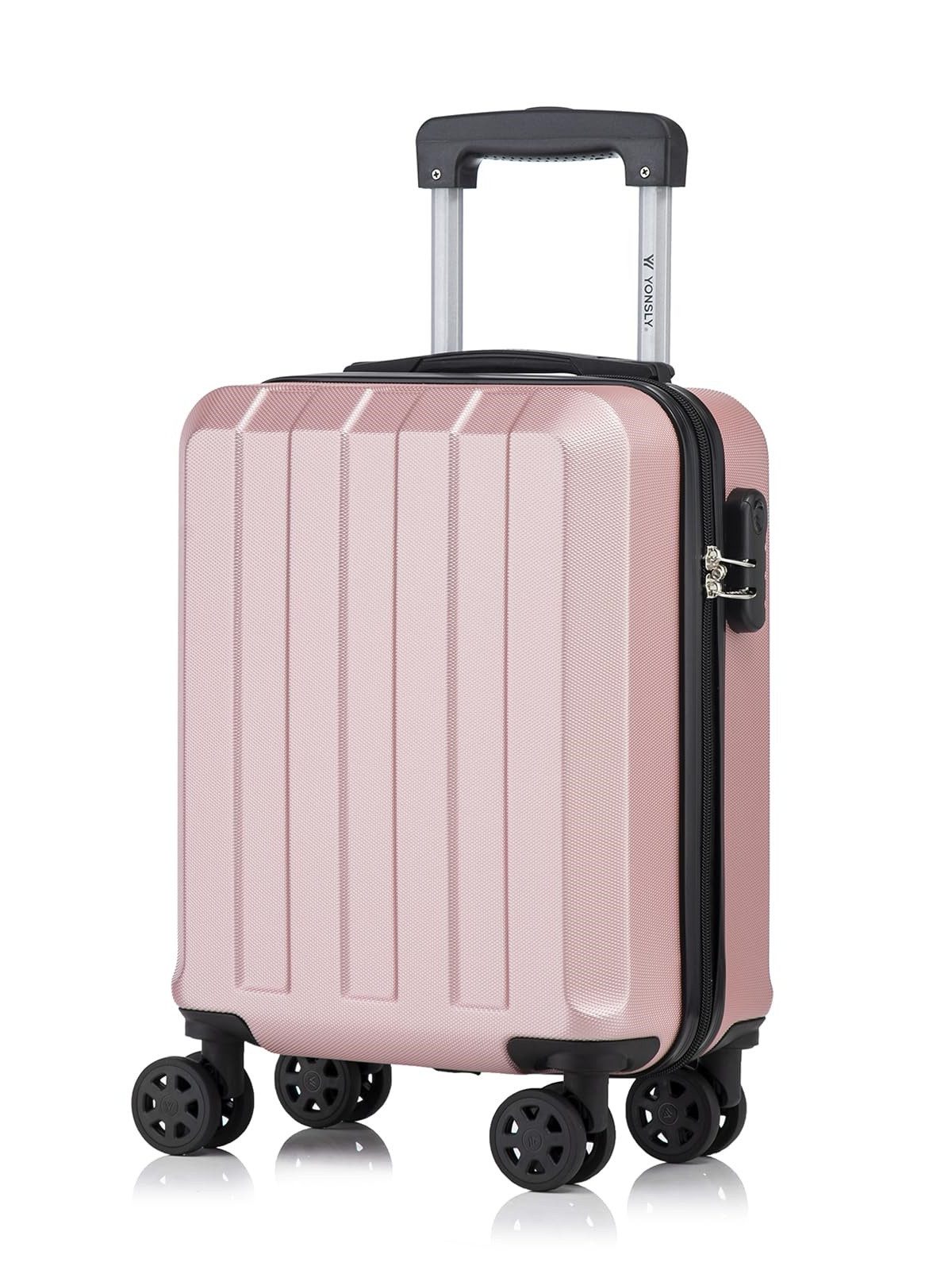 YONSLY Koffer Reisekoffer Trolley Rollkoffer Hartschalenkoffer Größenwahl aus ABS, 4 Rollen, Zahlenschloss 360°-Doppelrollen weicher Gummigriff Aluminium-Elemente