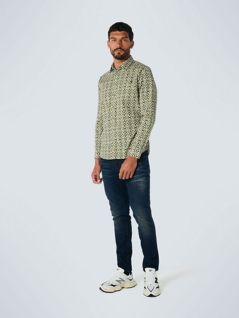 Rundhalspullover Shirt Stretch Allover Printed