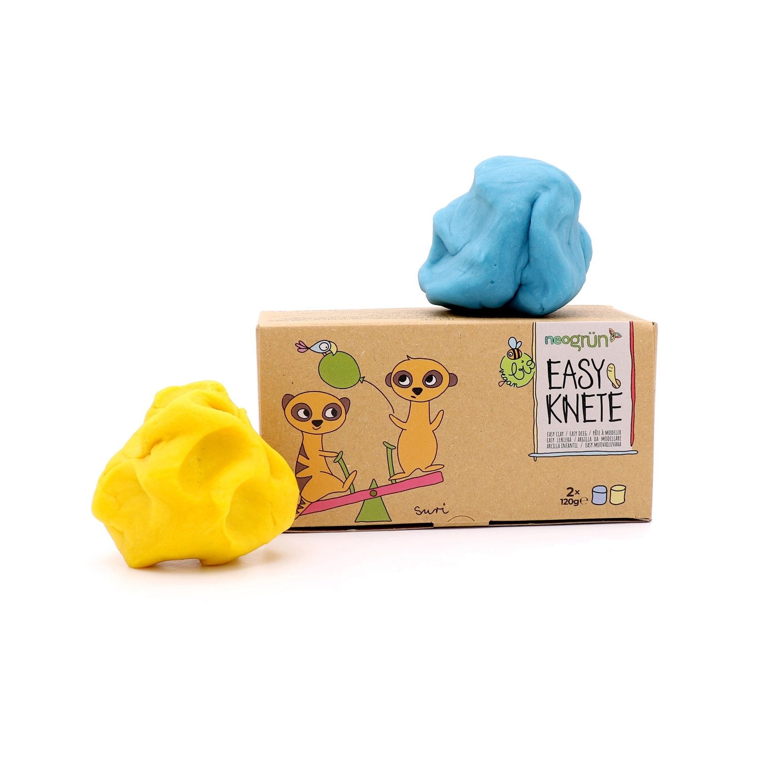 neogrün Knete Easy-Knete 2er Set "Suri" bunte Farben weiche Bio-Modelliermasse