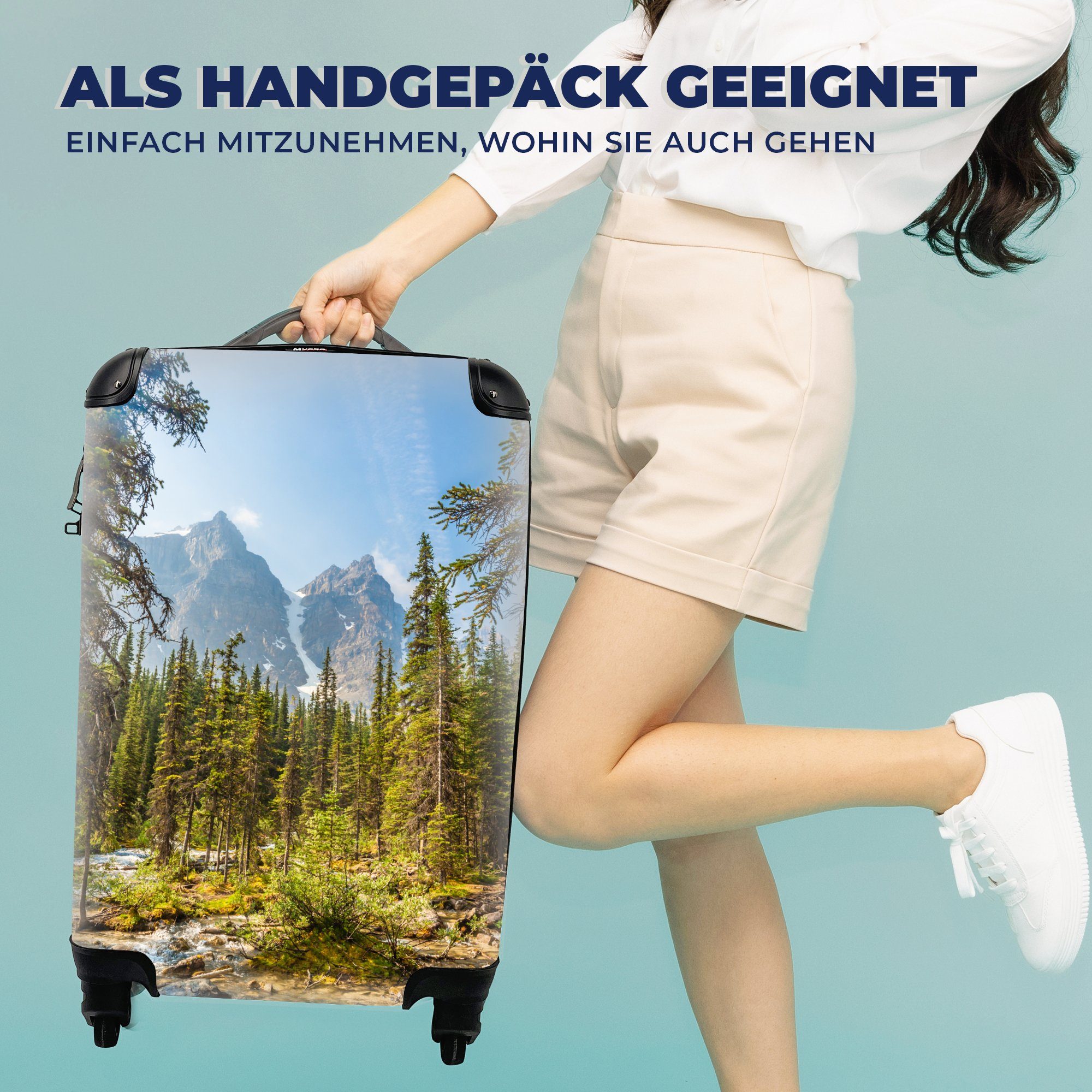 Trolley, für MuchoWow Nordamerikanischer Reisetasche mit am rollen, Lake 4 Reisekoffer Handgepäckkoffer Ferien, Moraine Handgepäck Wald in Kanada, Rollen,