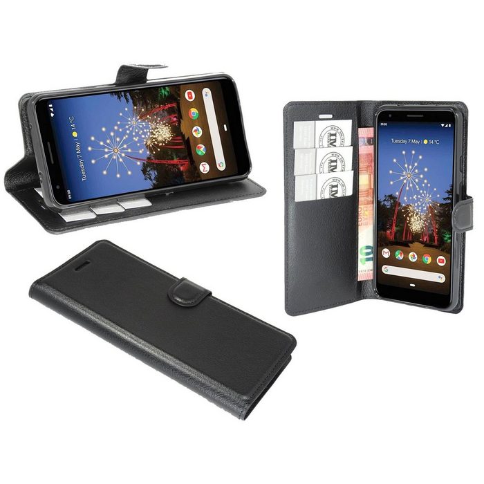 cofi1453 Handyhülle Hülle Tasche für Google Pixel 3 Kunstleder Schutzhülle Handy Wallet Case Cover mit Kartenfächern Standfunktion Schwarz