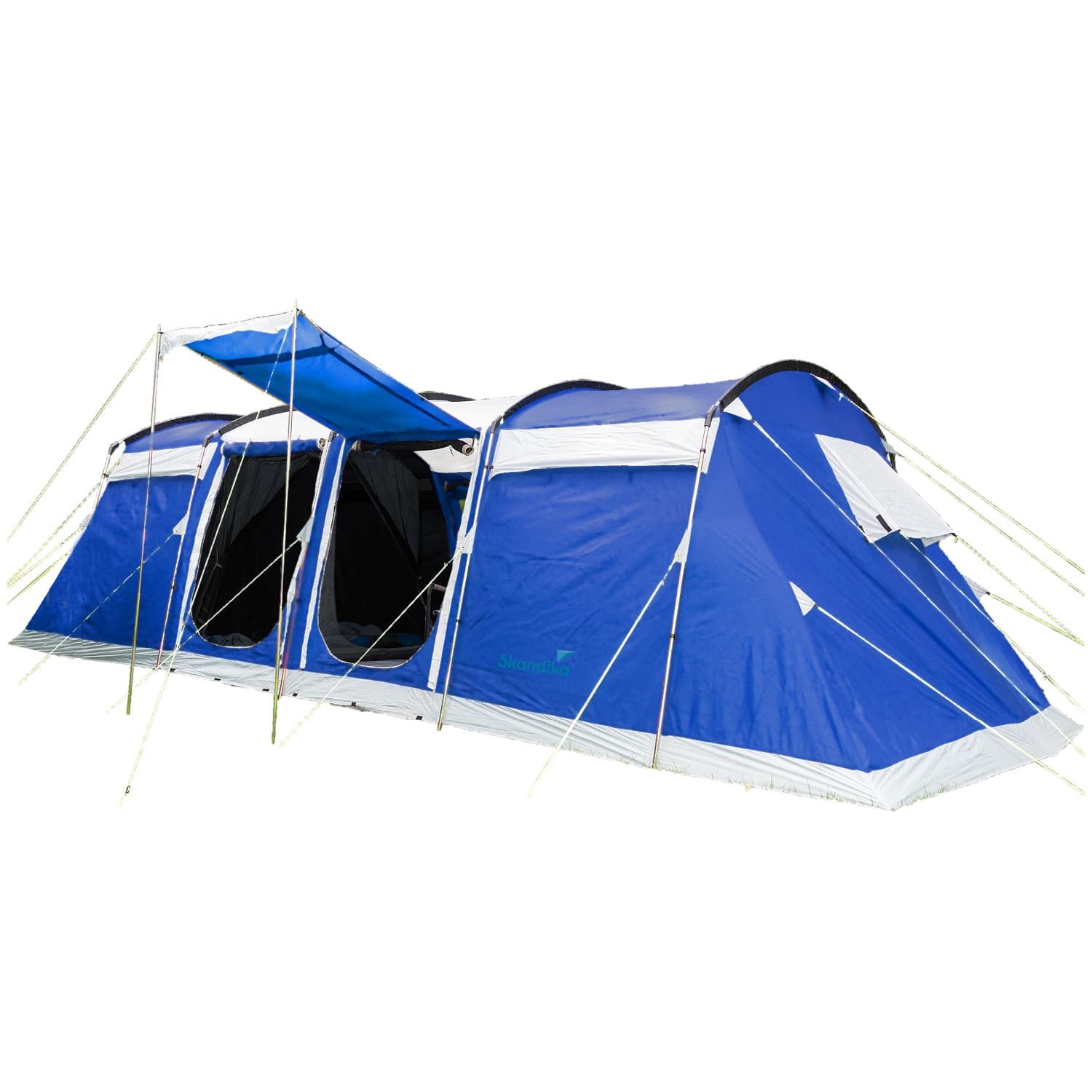 Skandika Tunnelzelt Montana 10 Sleeper Protect, Gruppenzelt mit eingenähtem Zeltboden, Personen: 10 (Sleeper Technologie, Moskitonetz an den Haupteingängen/Schlafkabinen), 2 schwarze Schlafkabinen + Trennwand, 5000mm Wassersäule, Familienzelt