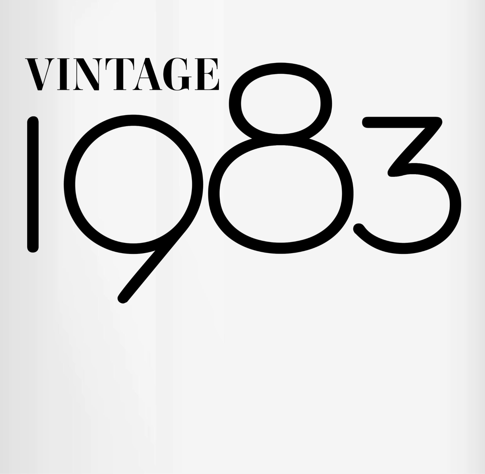 3 1983 schwarz, Geburtstag Keramik, 40. Tasse Bordeauxrot Shirtracer Vintage Tasse