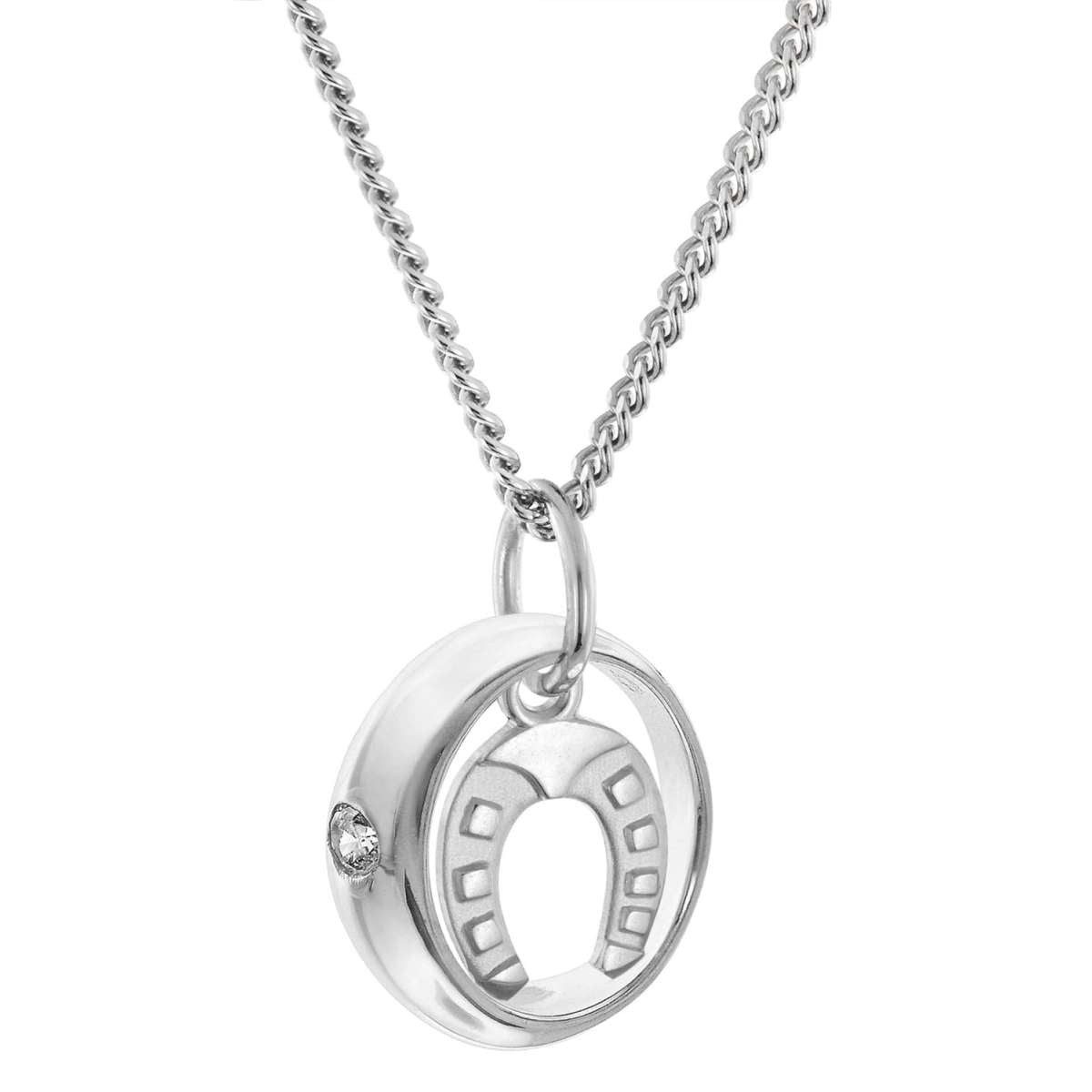 trendor Panzerkette 68069, Kinder Taufkette 925 Silber Taufring mit Hufeisen