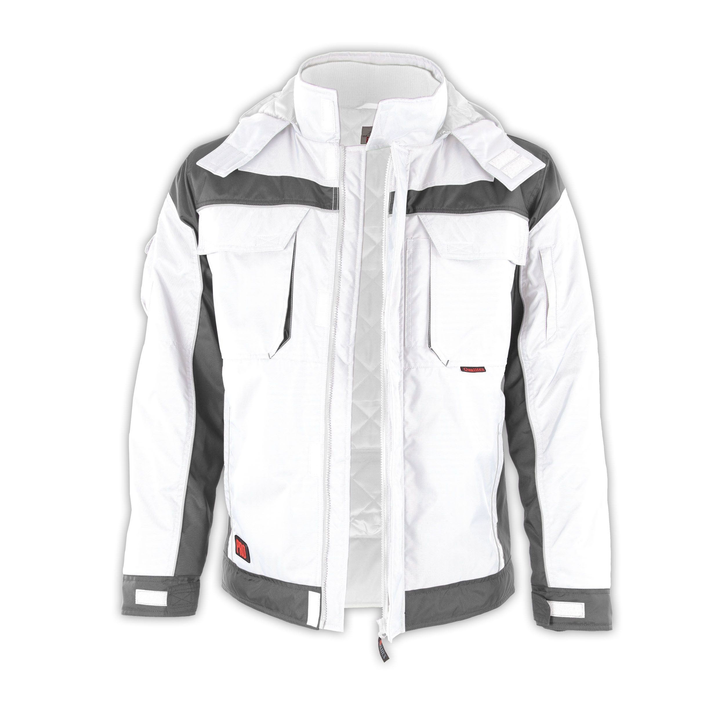 Qualitex Workwear Winterjacke Winterjacke "PRO" weiß/grau, Gr. M