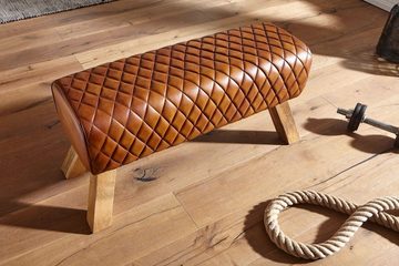 KADIMA DESIGN Sitzbank Stilvolle Echtleder-Sitzmöbel aus massivem Mango Holz