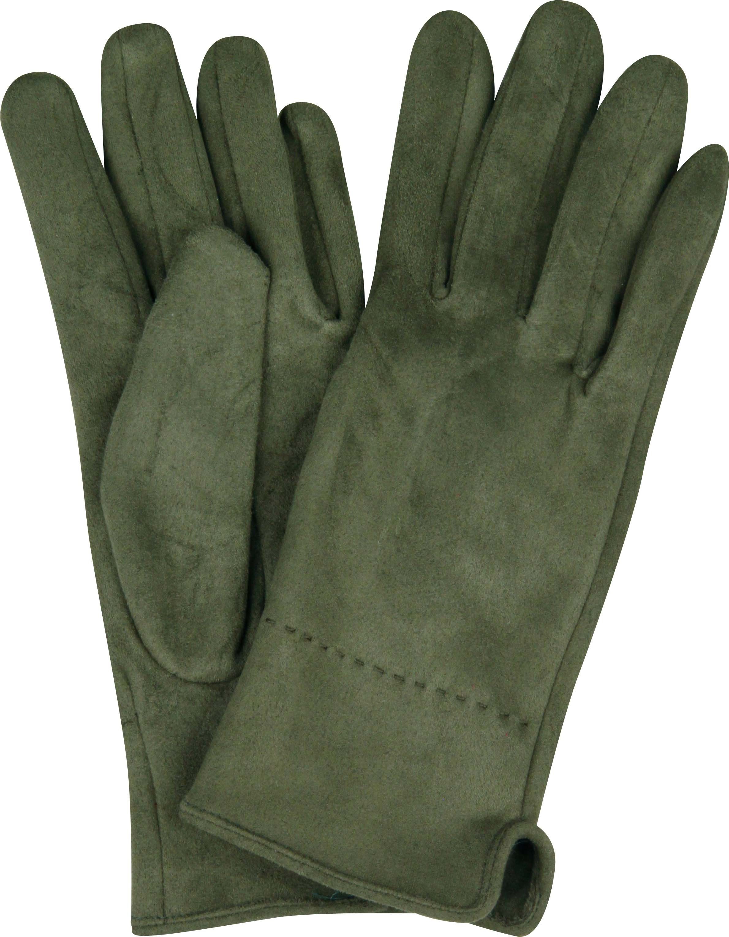 Capelli Handschuhe Strickhandschuhe olive York New Wildlederoptik