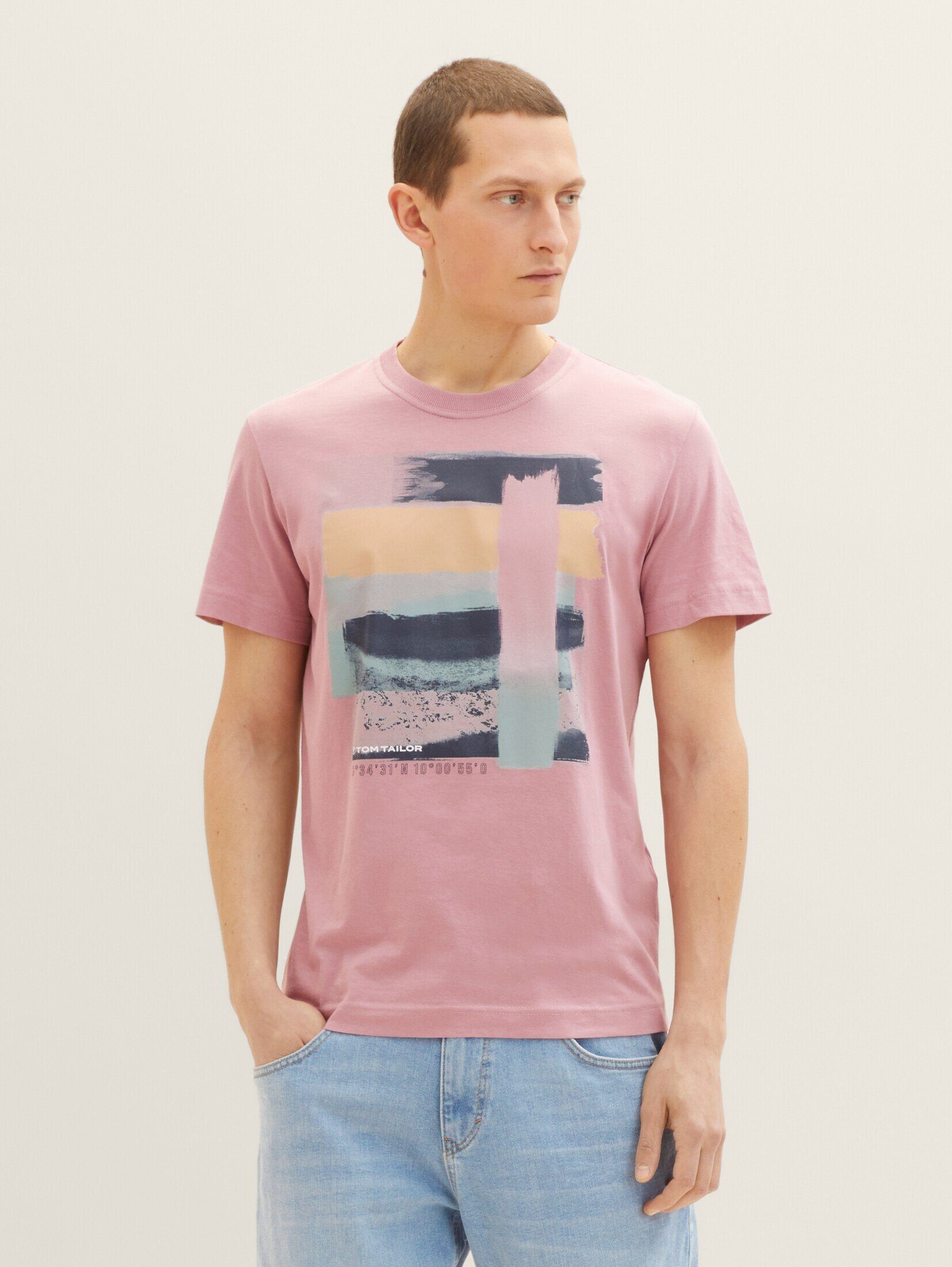 TOM TAILOR T-Shirt T-Shirt mit Print Velvet Rose