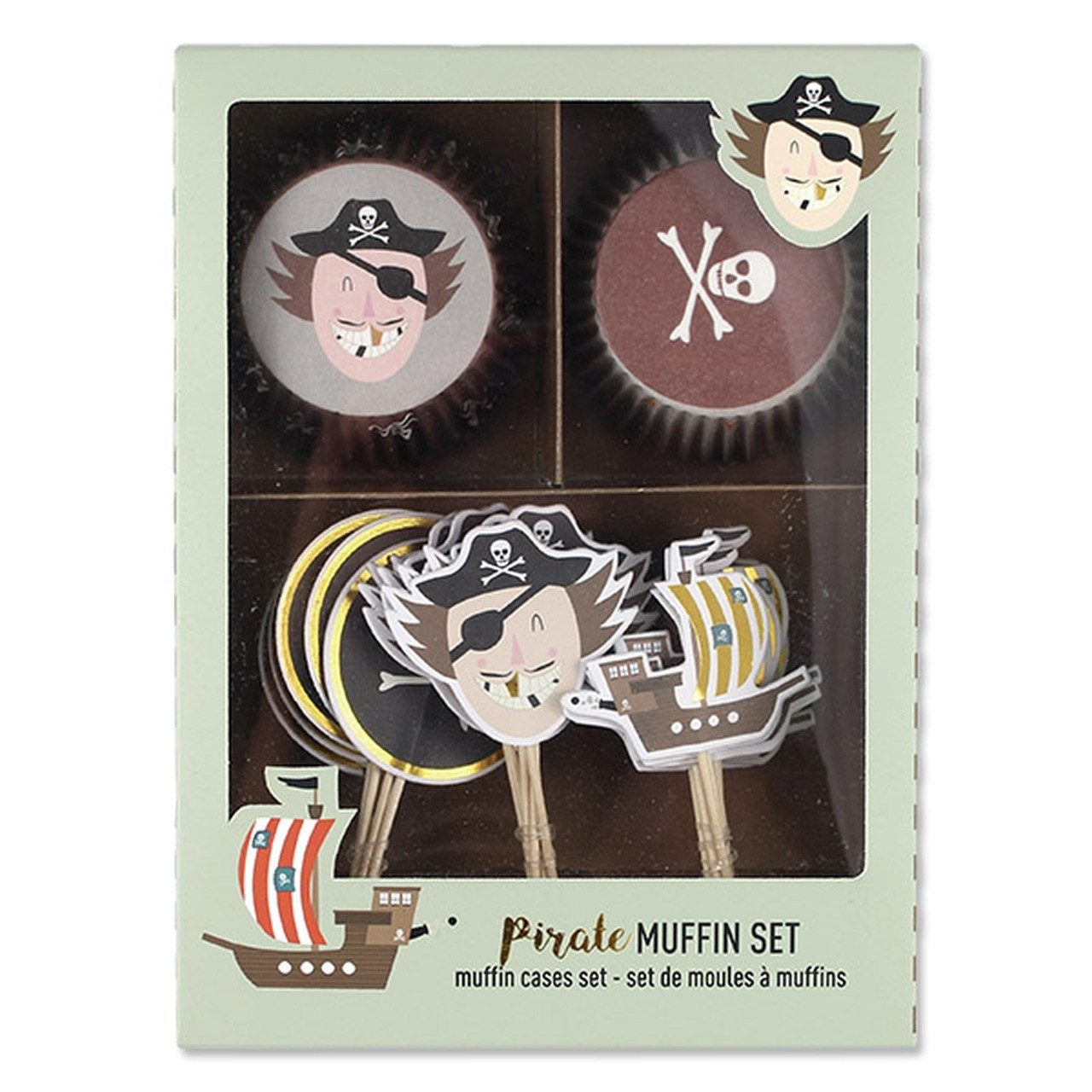 Ava & Yves Muffinform Cupcake-Set Piraten 24 Muffinformen 24 Deko-Elemente