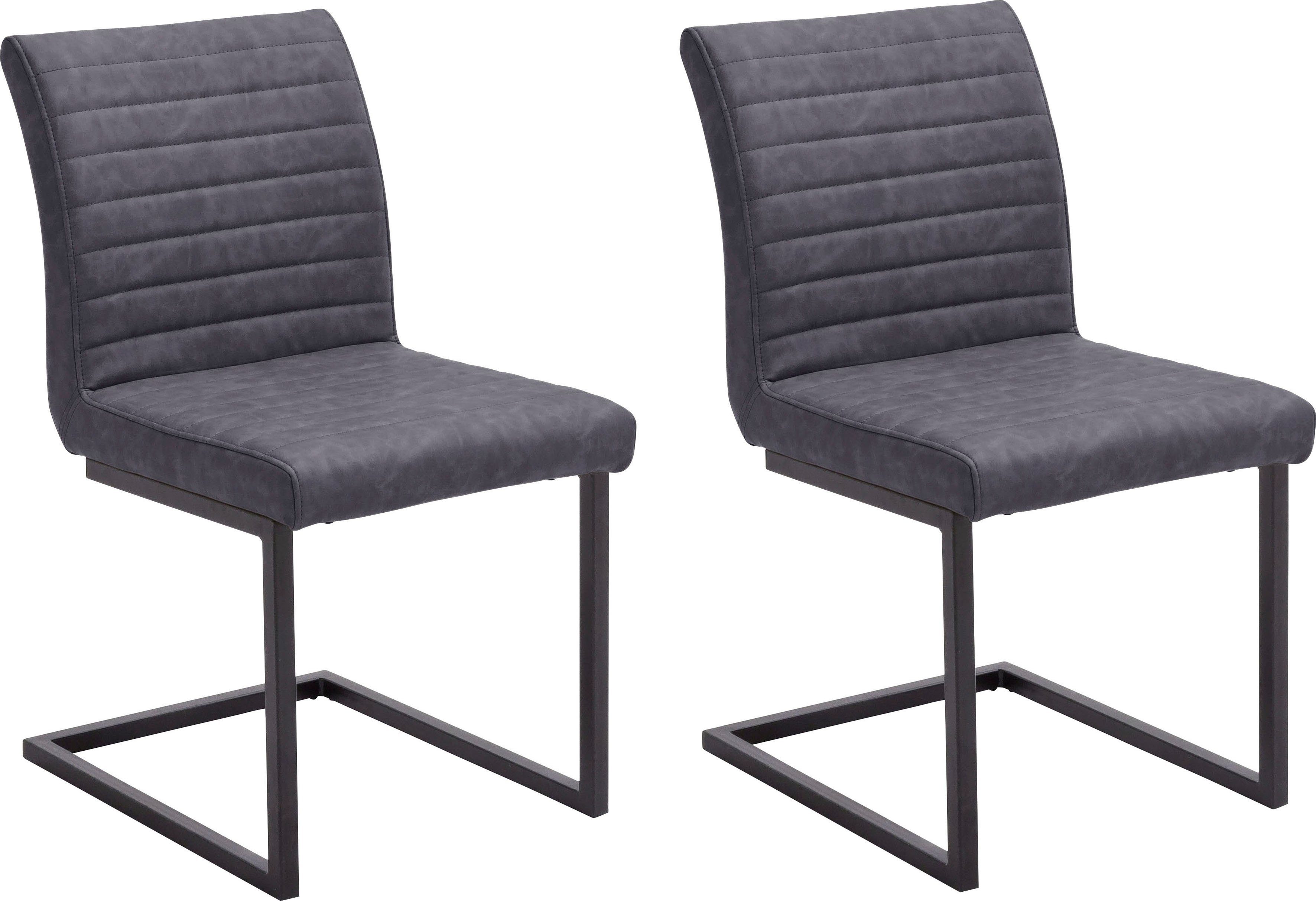 MCA furniture Kunstleder Stuhl mit Vintage | Armlehne, Kian grau grau 2 oder ohne Esszimmerstuhl belastbar St), (Set, bis kg 120